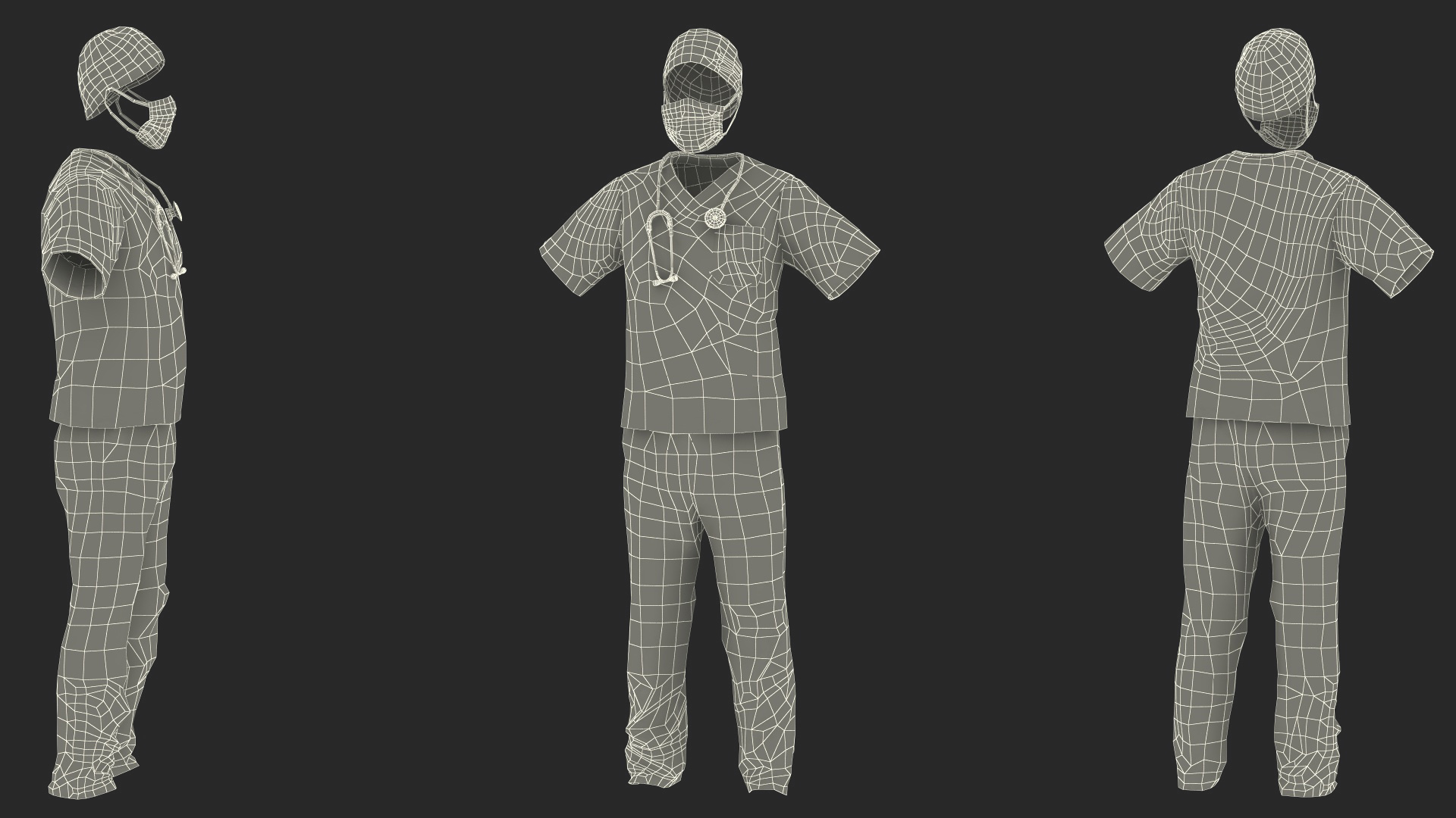 Dr Dress Scrub Suit for Man with Mask 3D