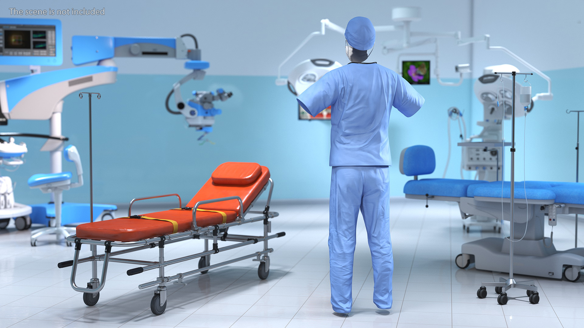 Dr Dress Scrub Suit for Man with Mask 3D