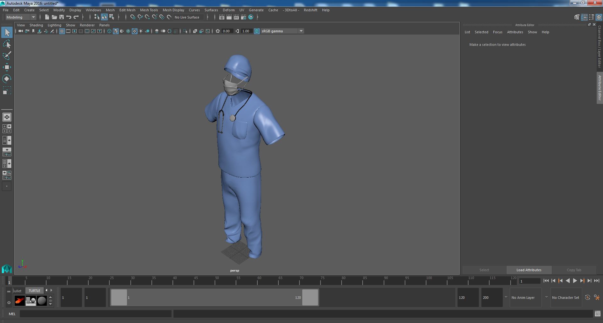 Dr Dress Scrub Suit for Man with Mask 3D