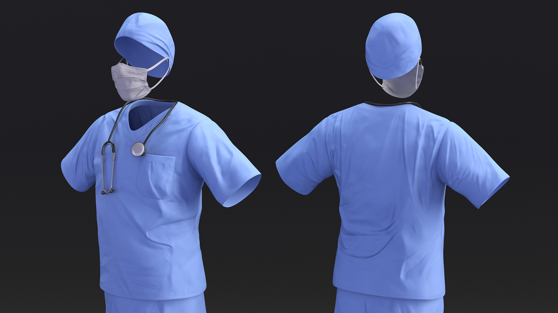 Dr Dress Scrub Suit for Man with Mask 3D