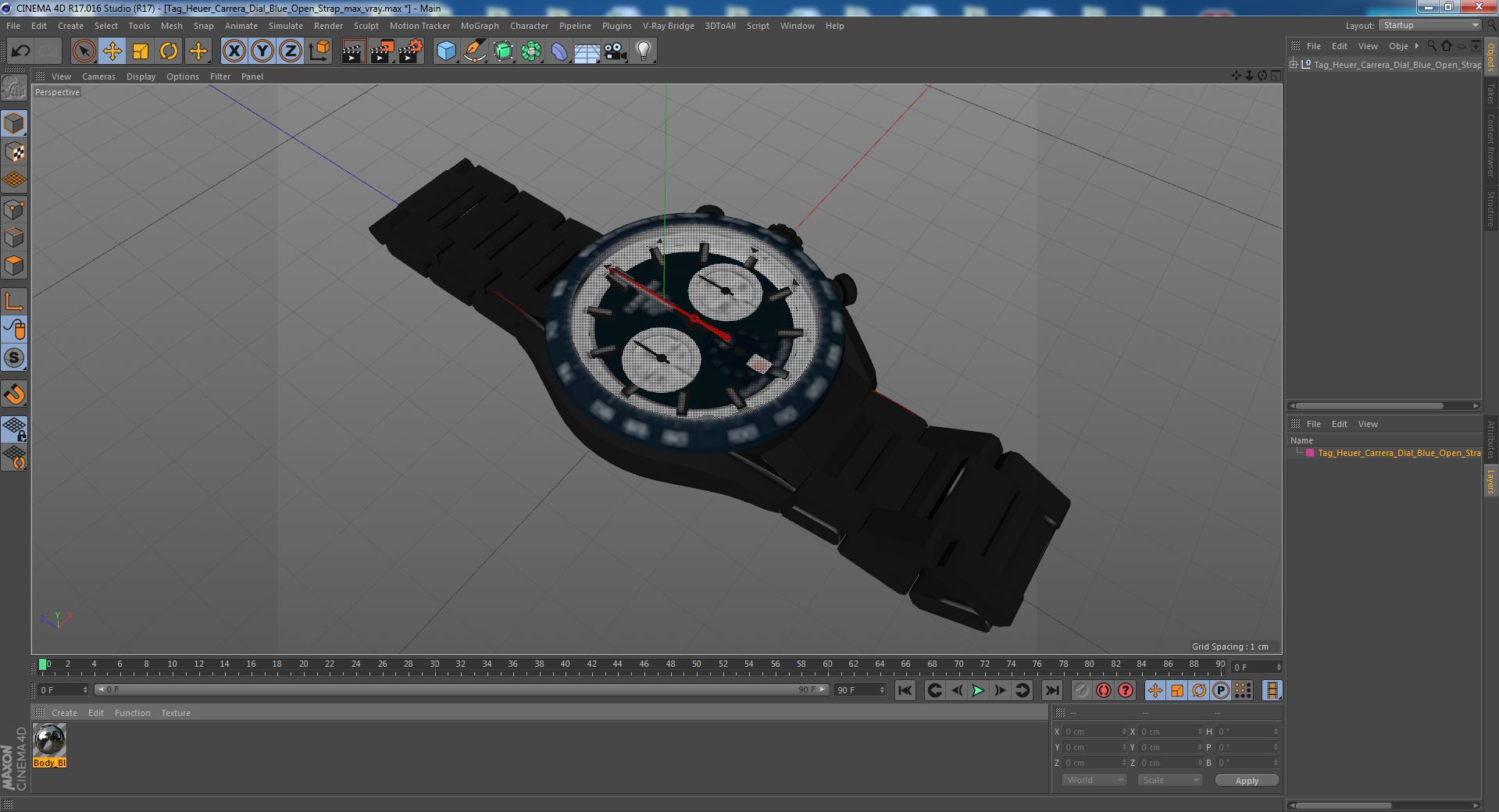 3D Tag Heuer Carrera Dial Blue Open Strap model