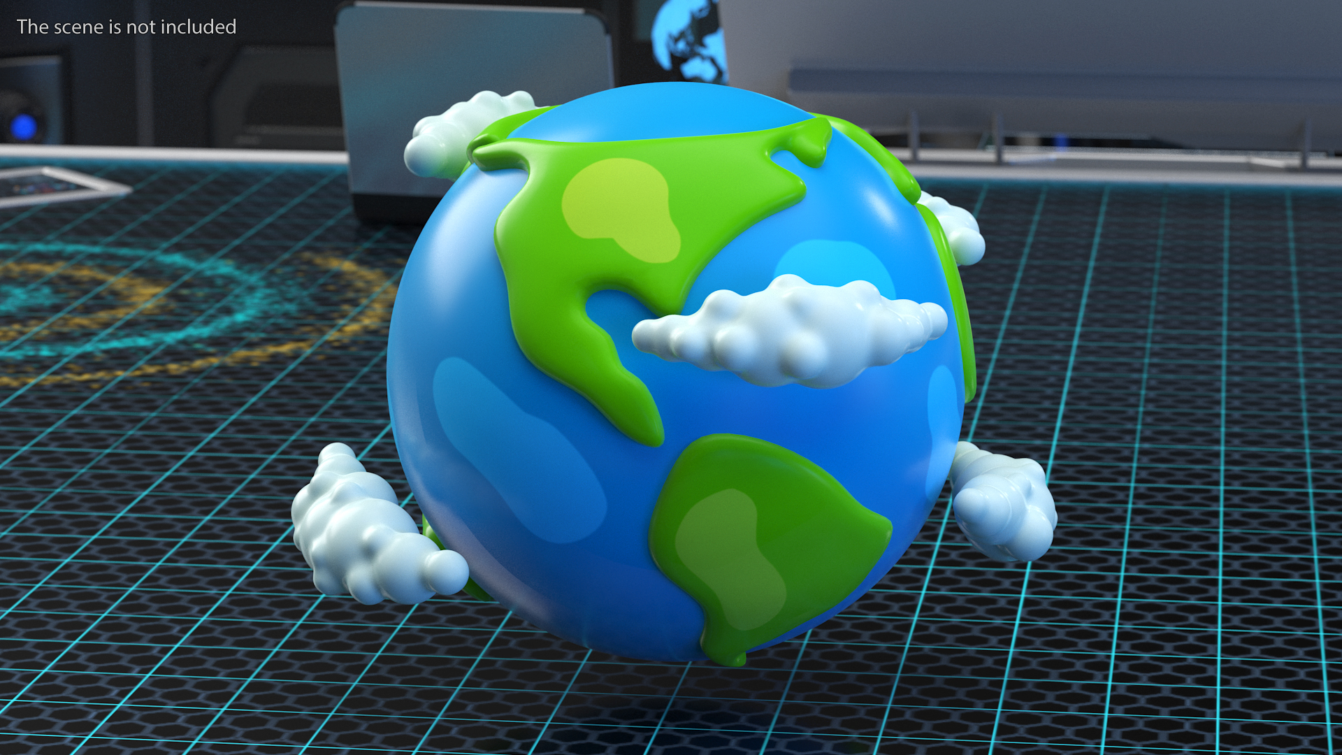 Cartoon Planet Earth with Clouds 3D