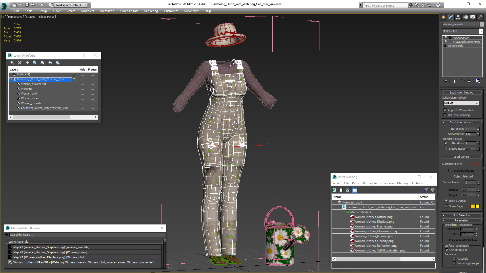 Gardening Outfit with Watering Can 3D model