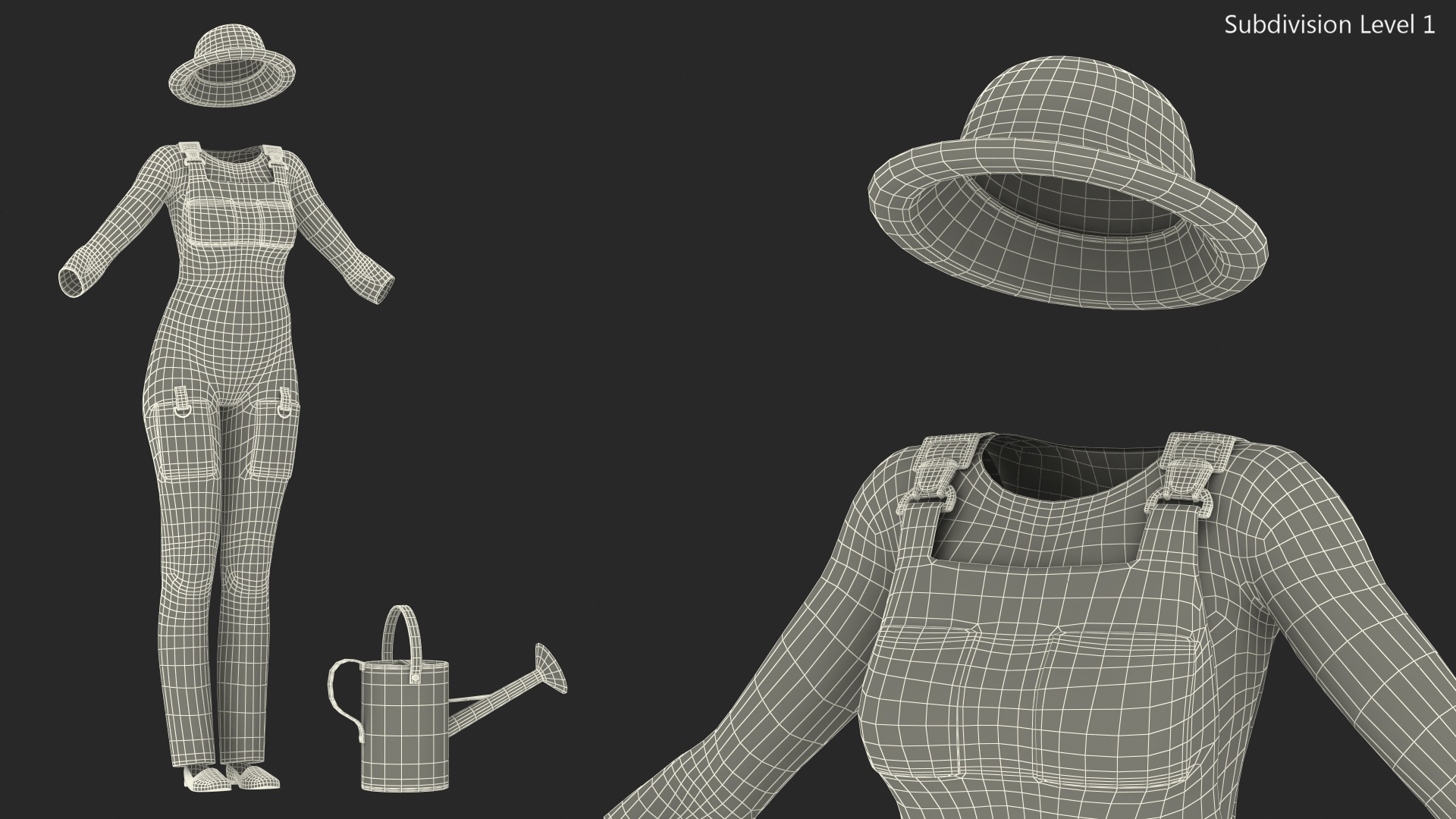 Gardening Outfit with Watering Can 3D model