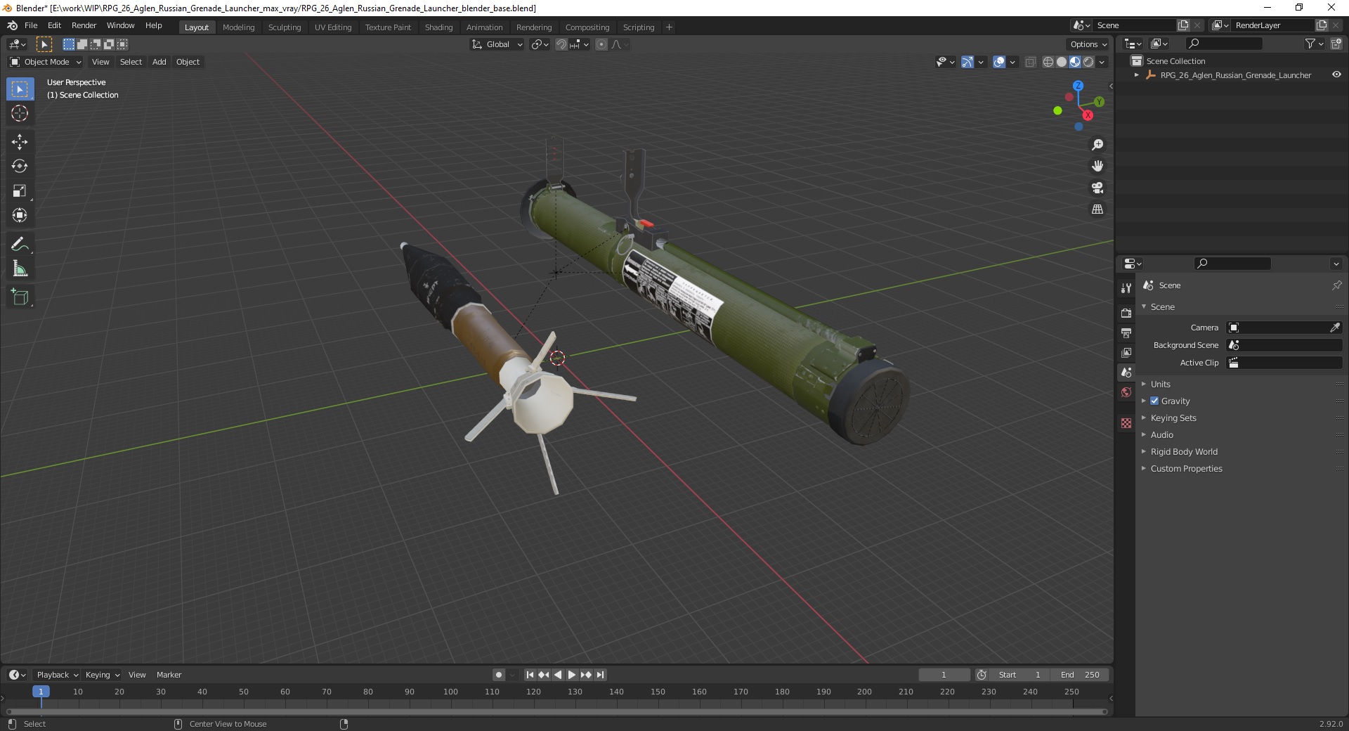 RPG 26 Aglen Russian Grenade Launcher 3D