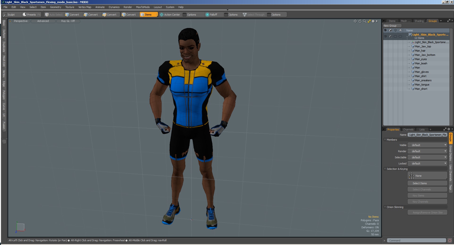 Light Skin Black Sportsmen Flexing 3D model