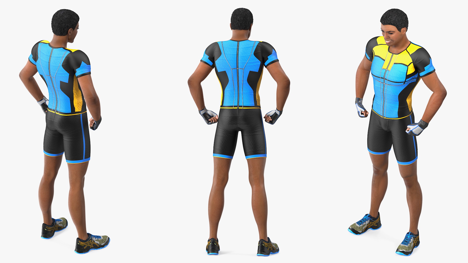 Light Skin Black Sportsmen Flexing 3D model