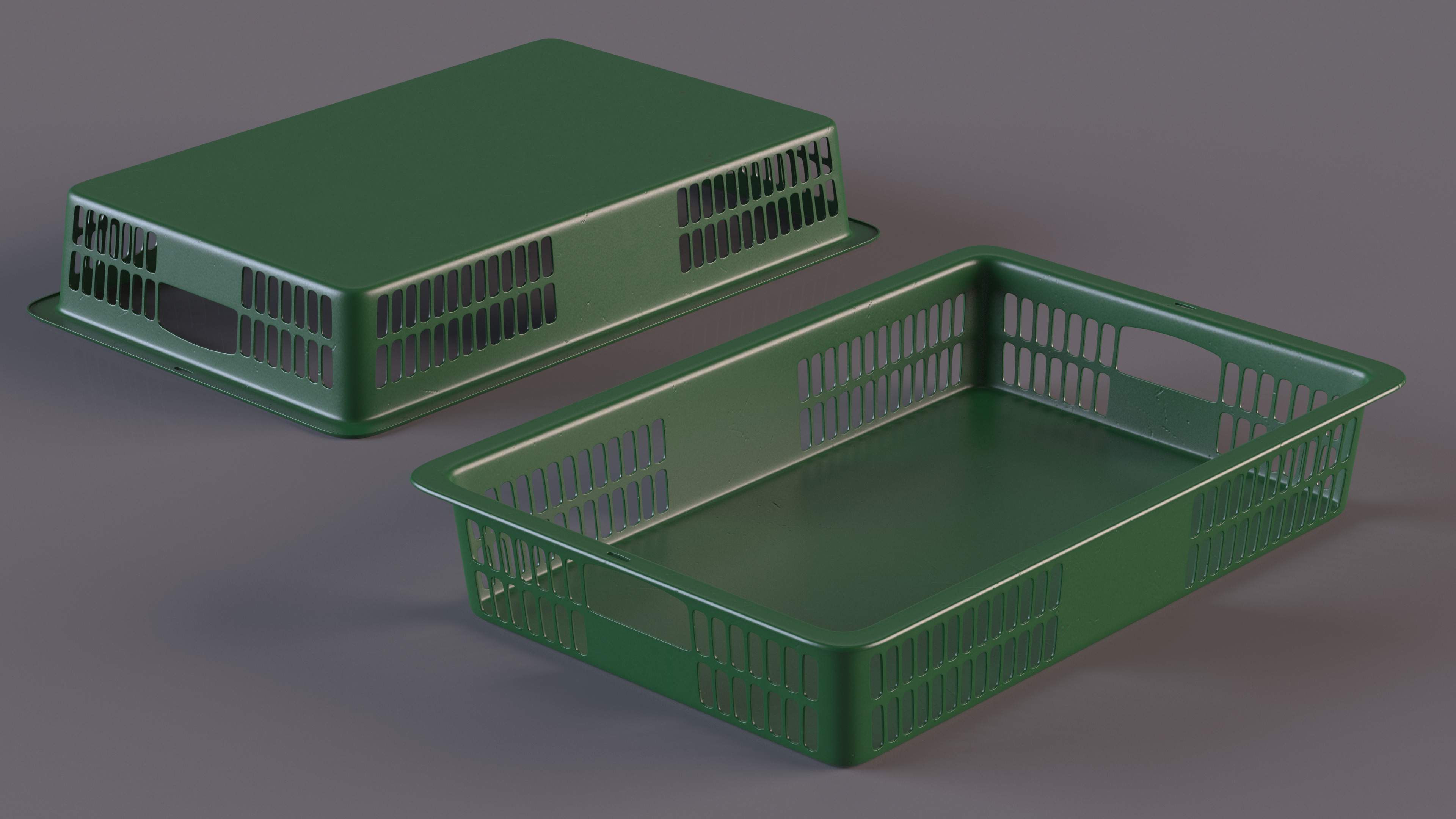 Green Plastic Crate 3D model