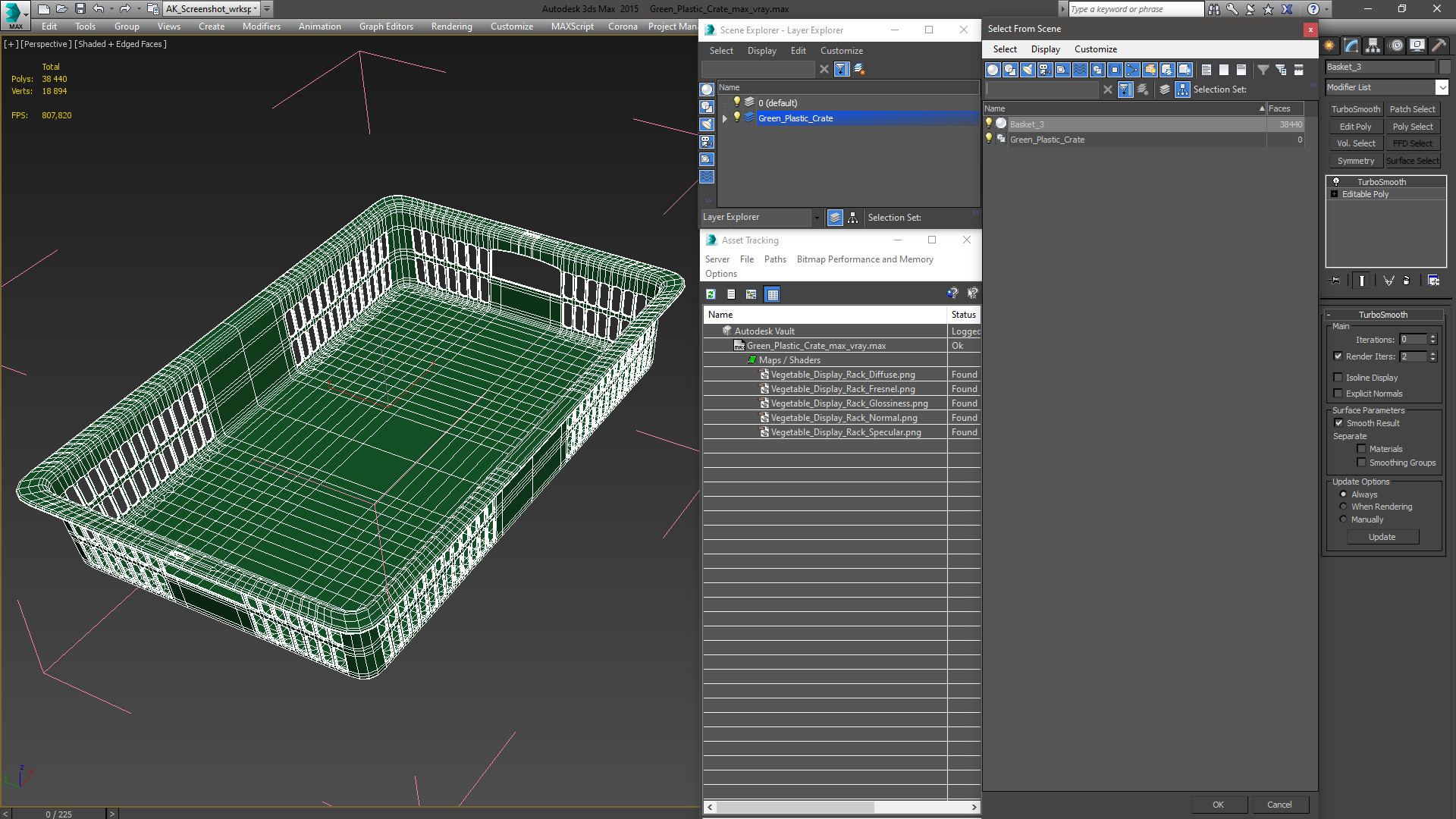 Green Plastic Crate 3D model