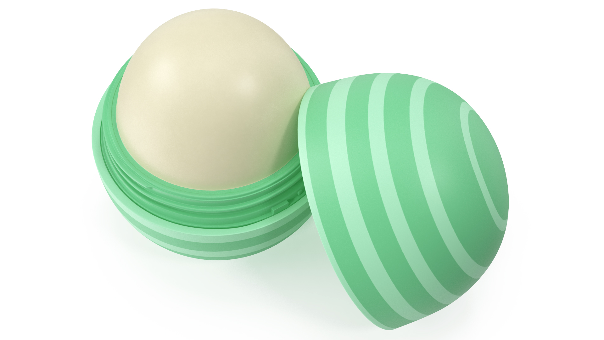 Hydrating Lip Balm Green Stripes Open 3D