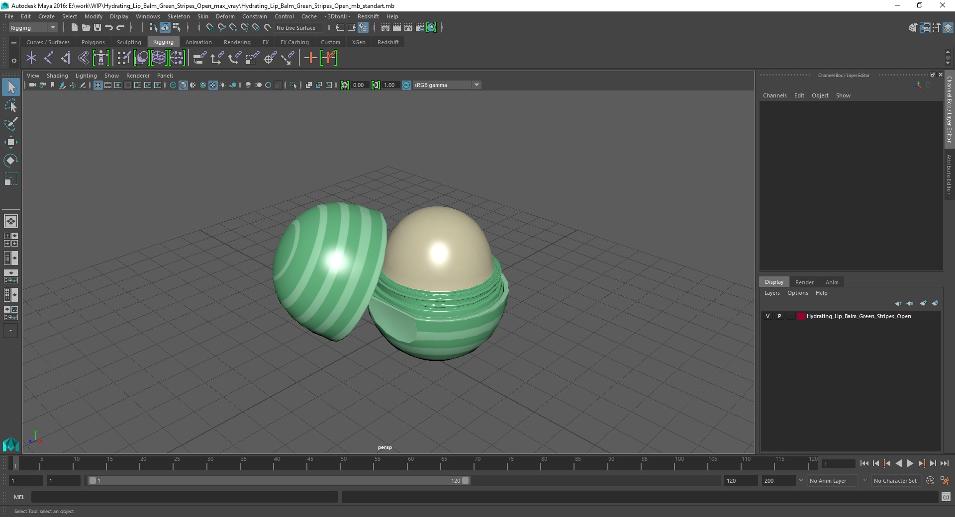 Hydrating Lip Balm Green Stripes Open 3D