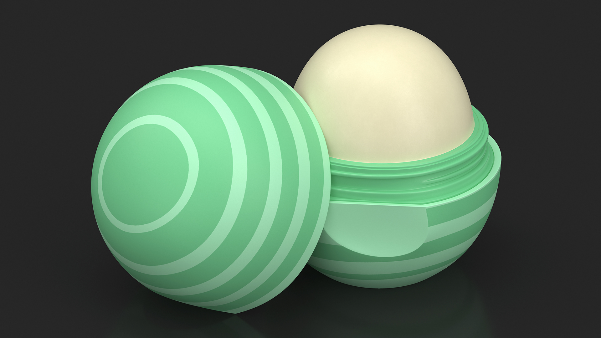 Hydrating Lip Balm Green Stripes Open 3D