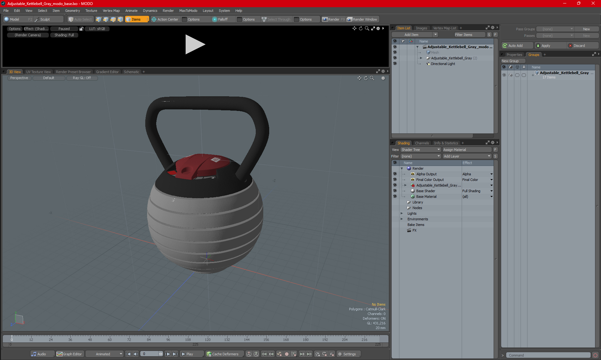 3D Adjustable Kettlebell Gray