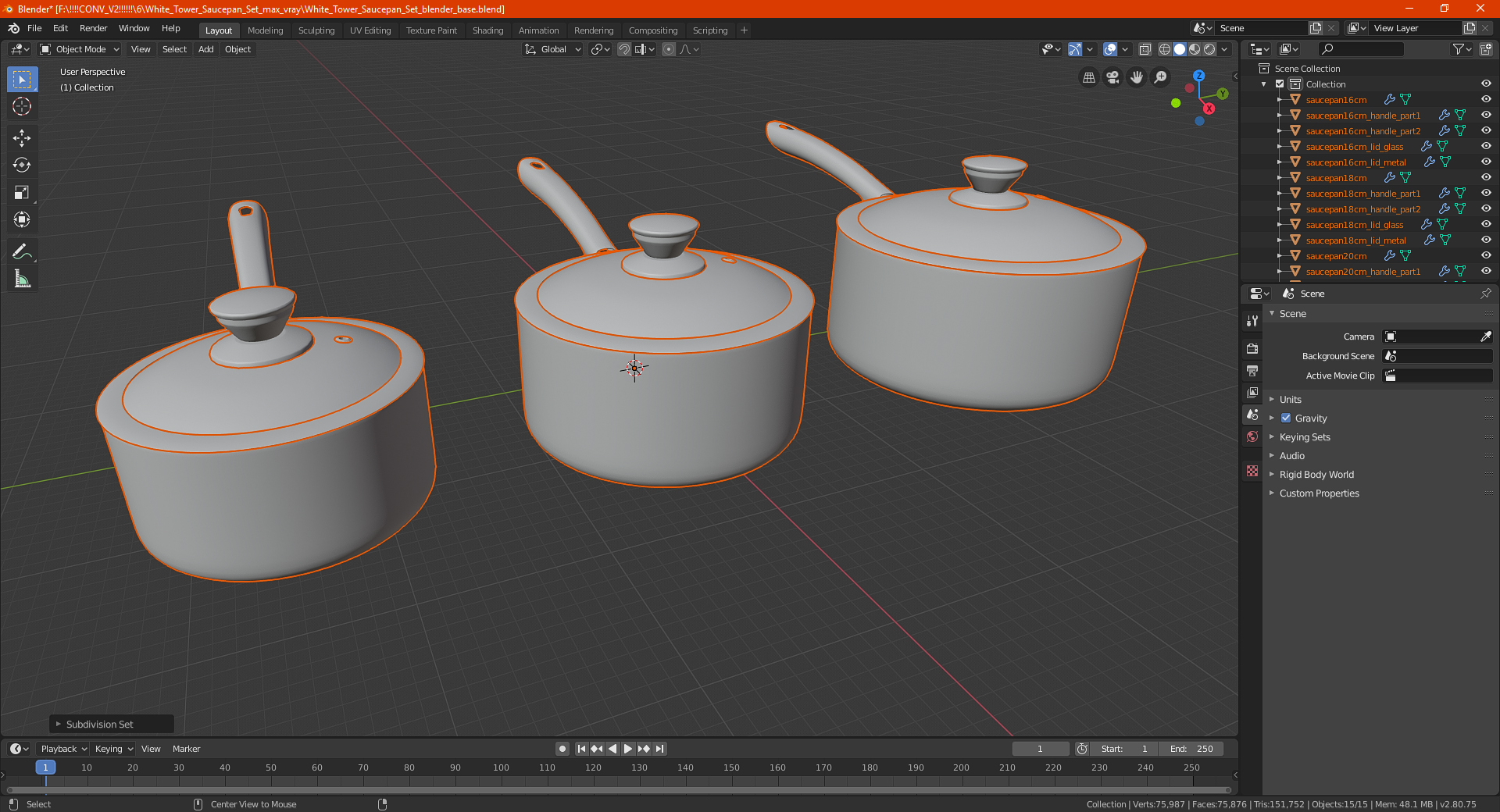 White Tower Saucepan Set 3D model