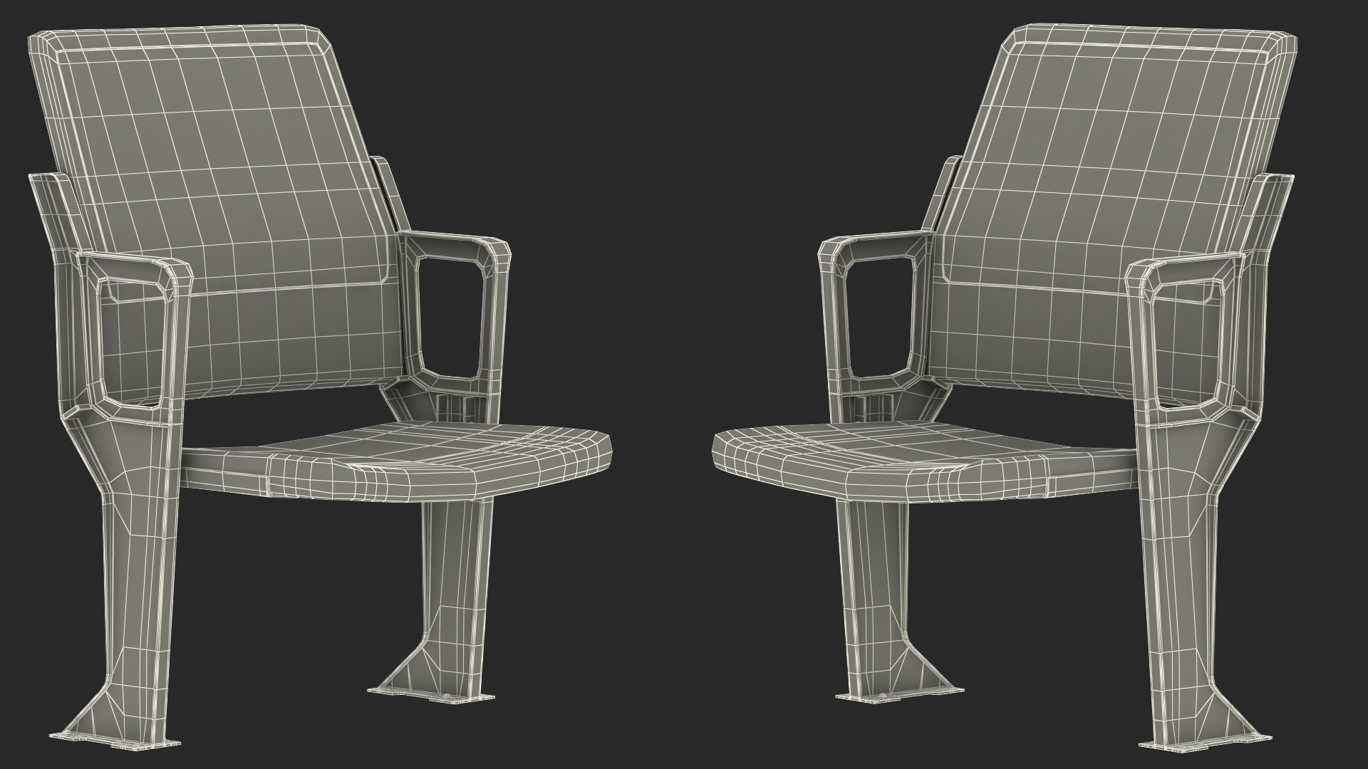 3D model Plastic Stadium Seat Open