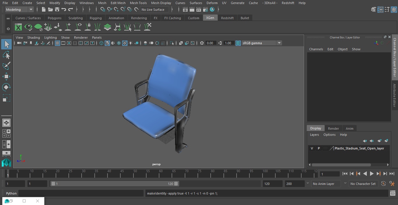 3D model Plastic Stadium Seat Open