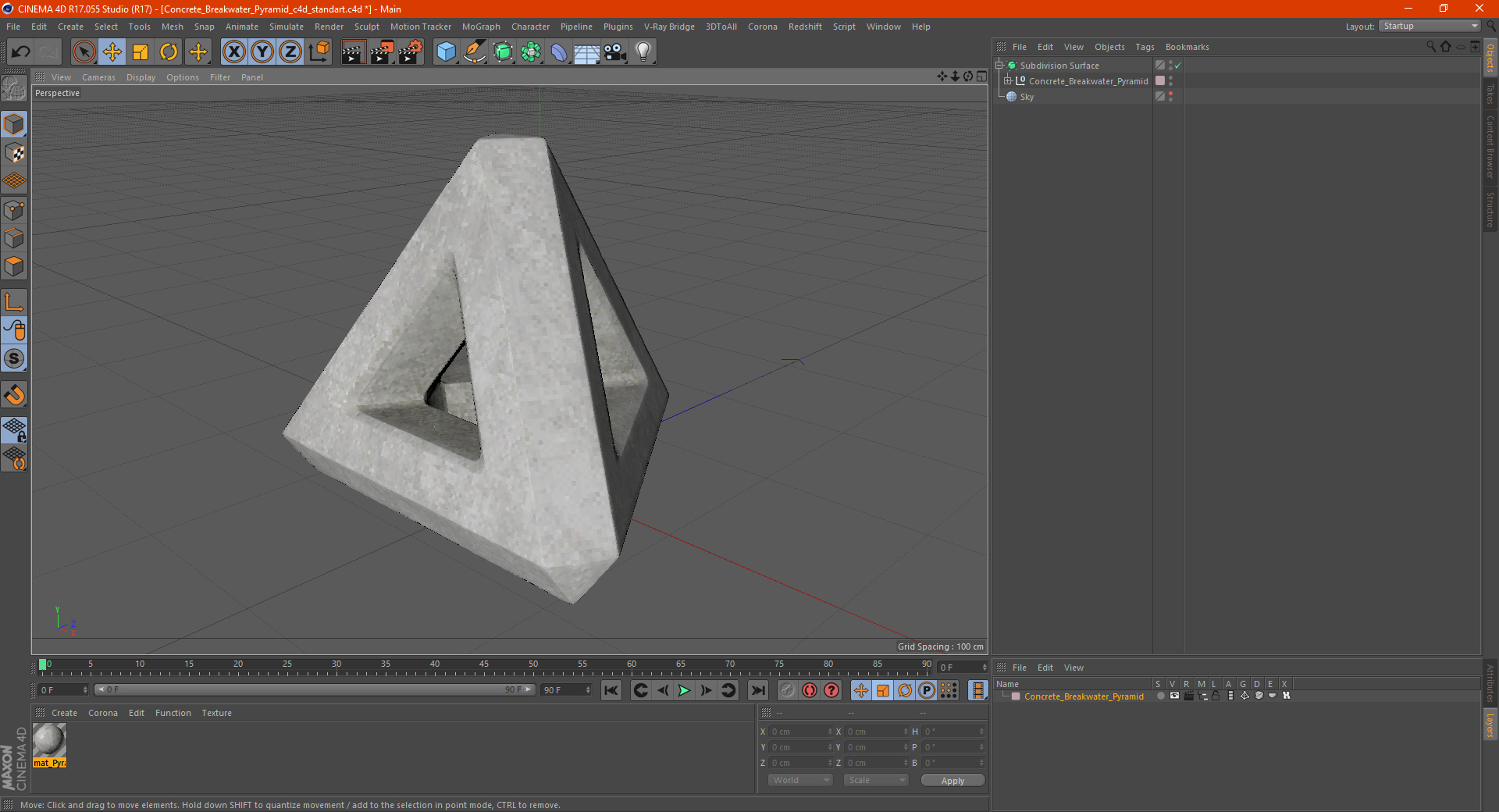 Concrete Breakwater Pyramid 3D