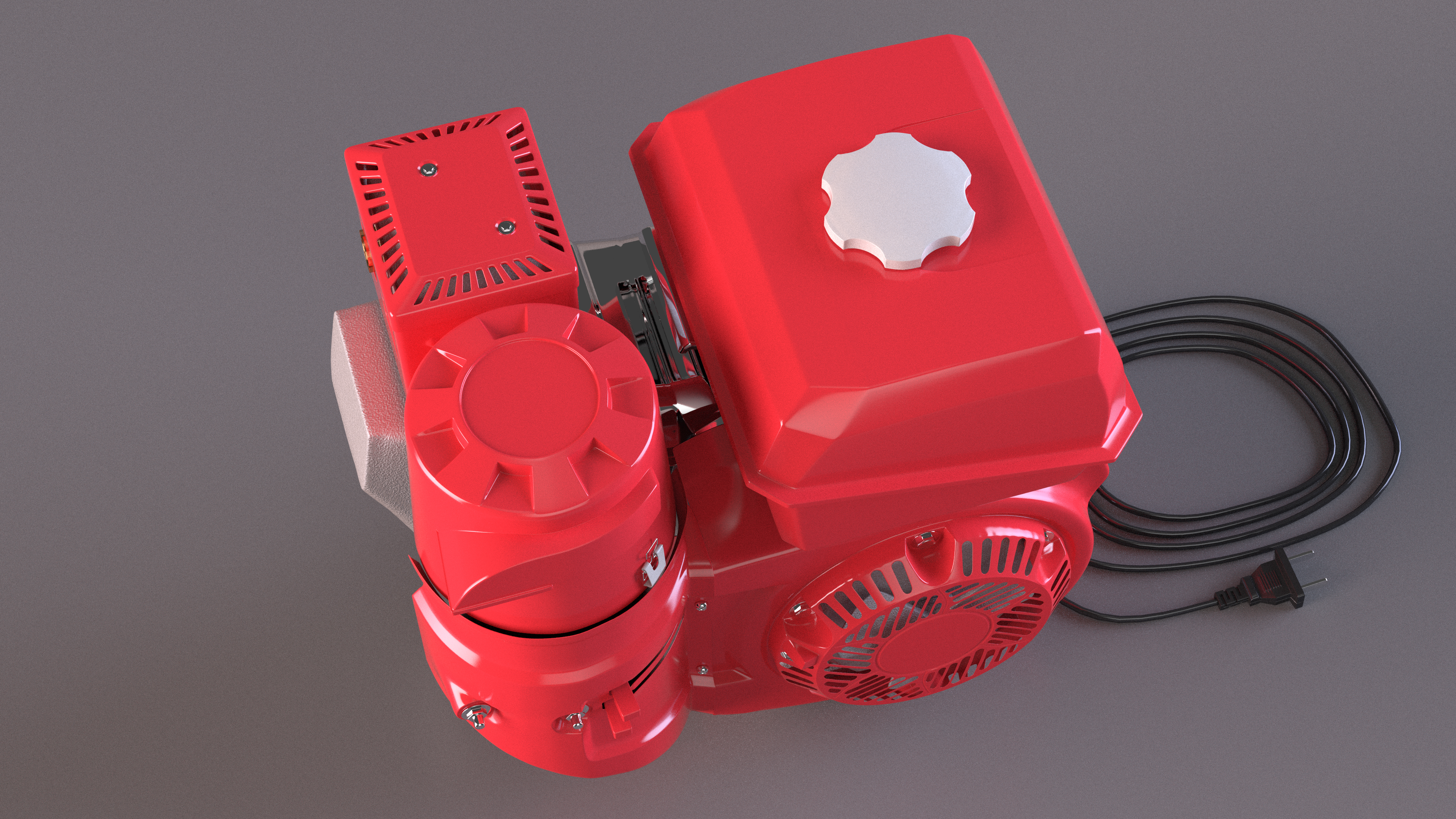 3D Diesel Motor Engine Red model