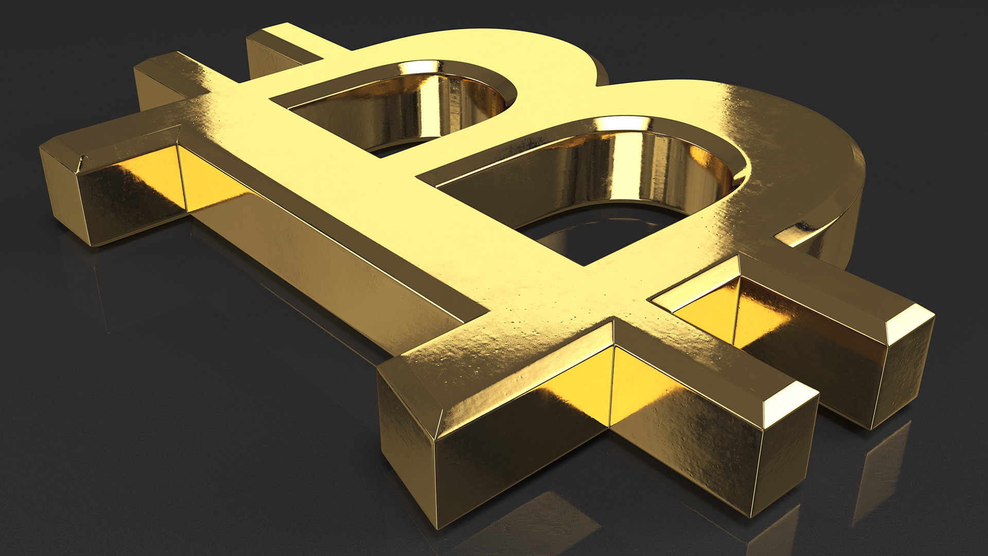 Bitcoin Symbol Gold 3D model