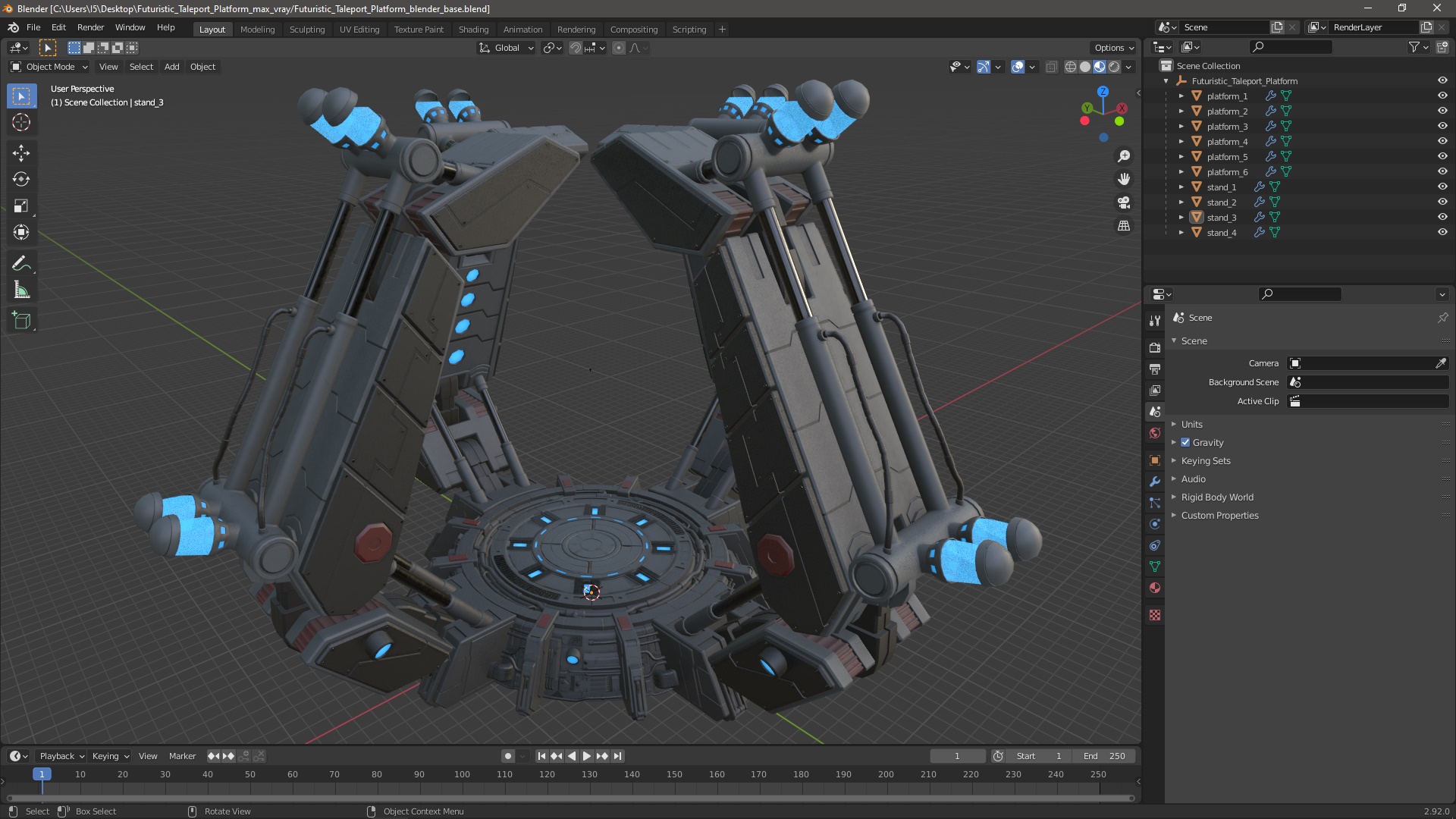3D Futuristic Teleport Platform model