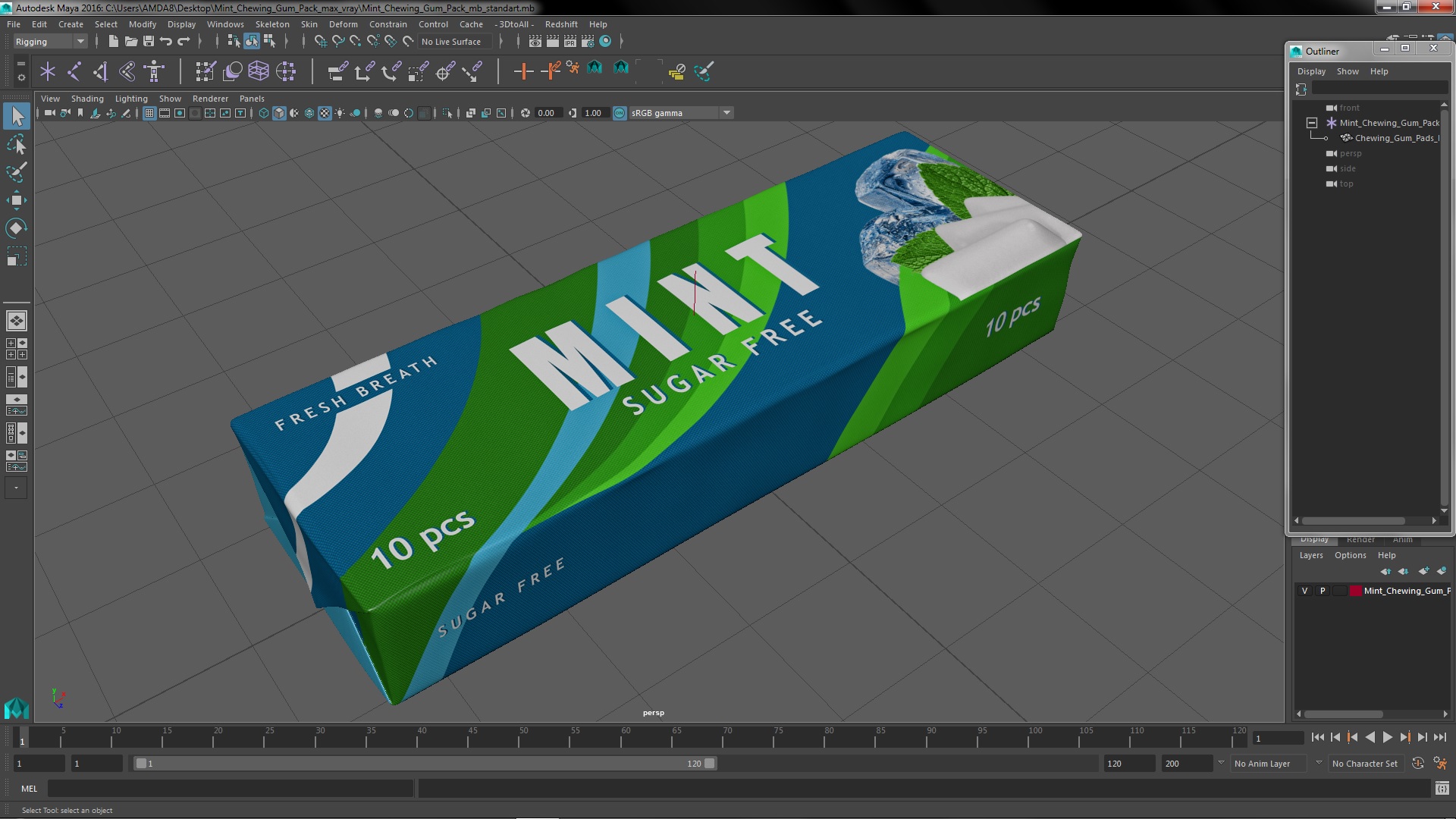 3D Mint Chewing Gum Pack