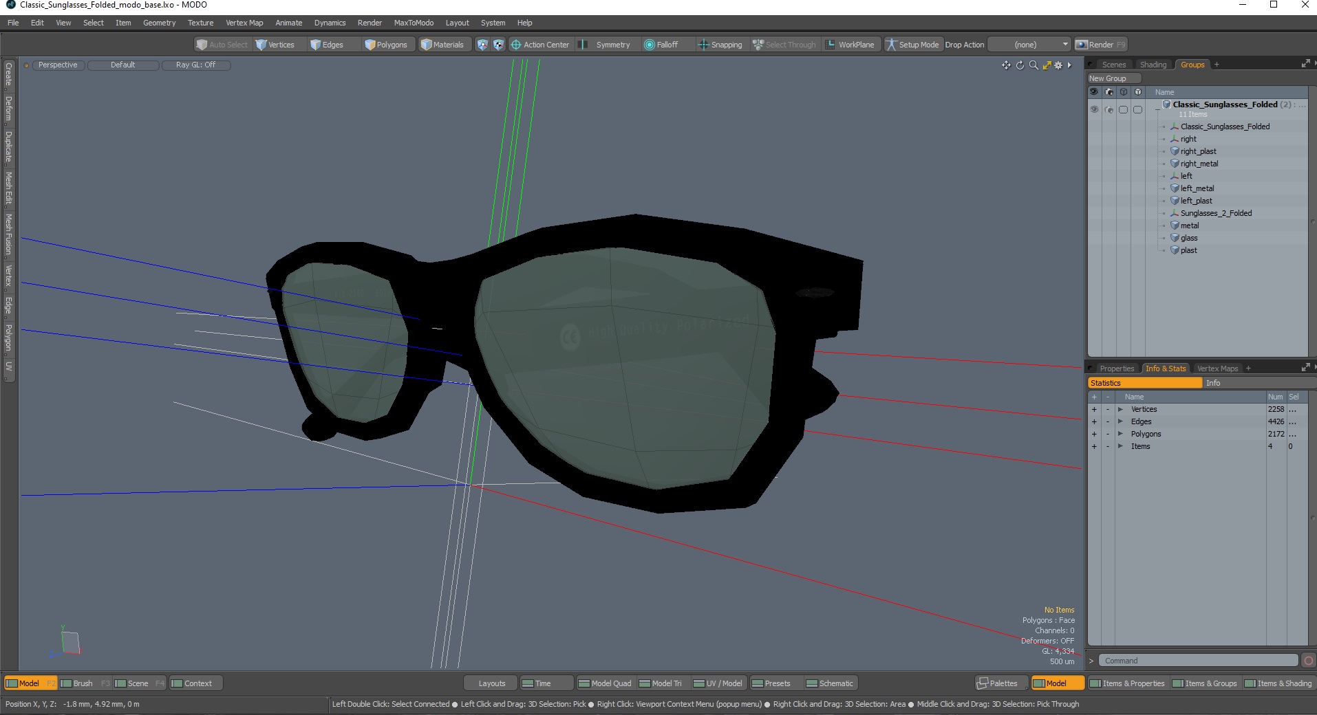 3D model Classic Sunglasses Folded