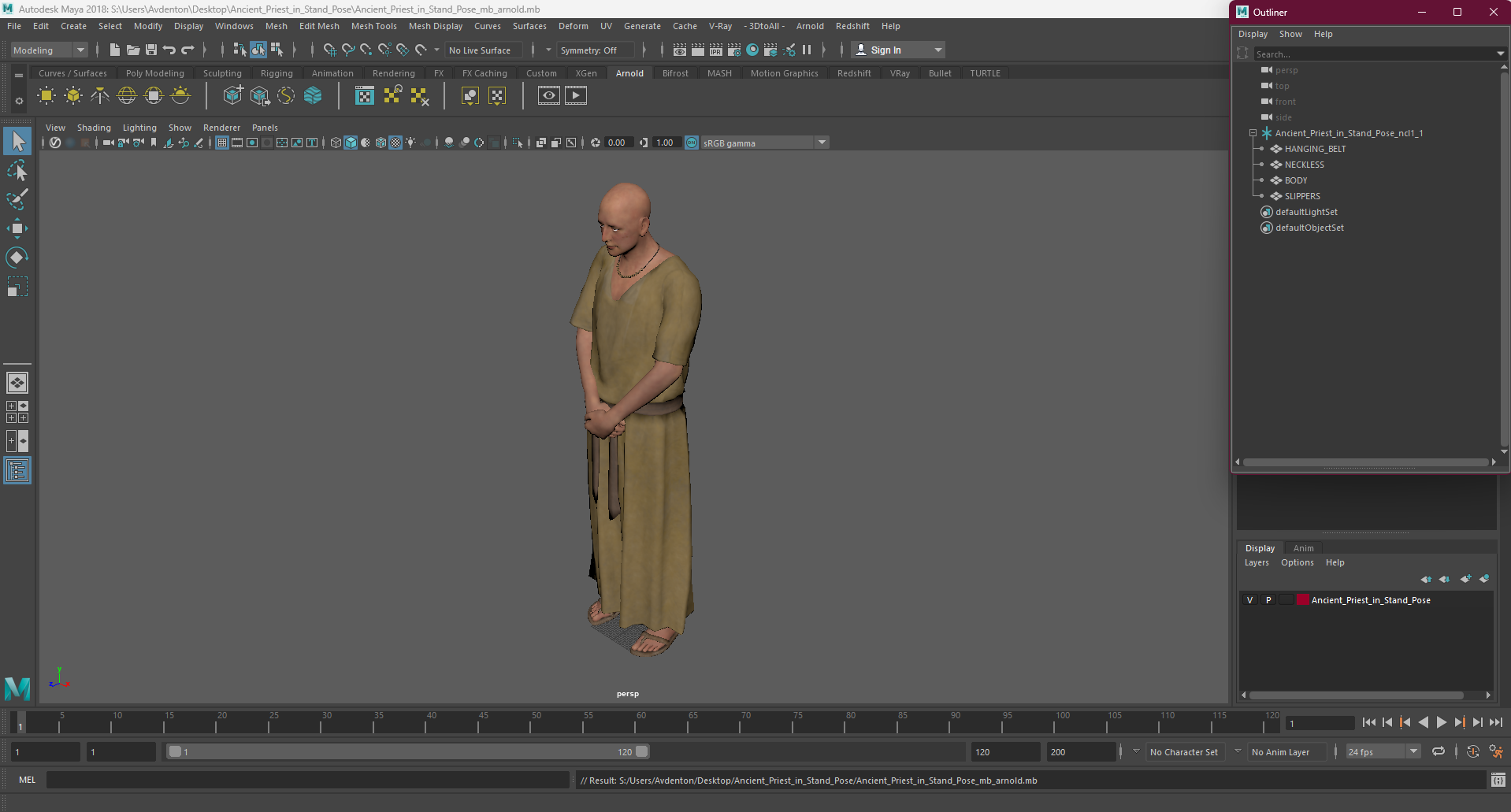 3D Ancient Priest in Stand Pose model