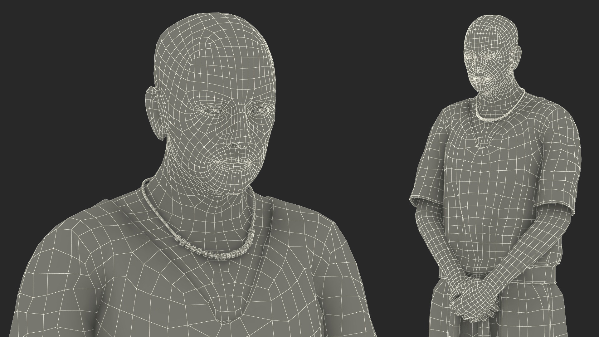 3D Ancient Priest in Stand Pose model
