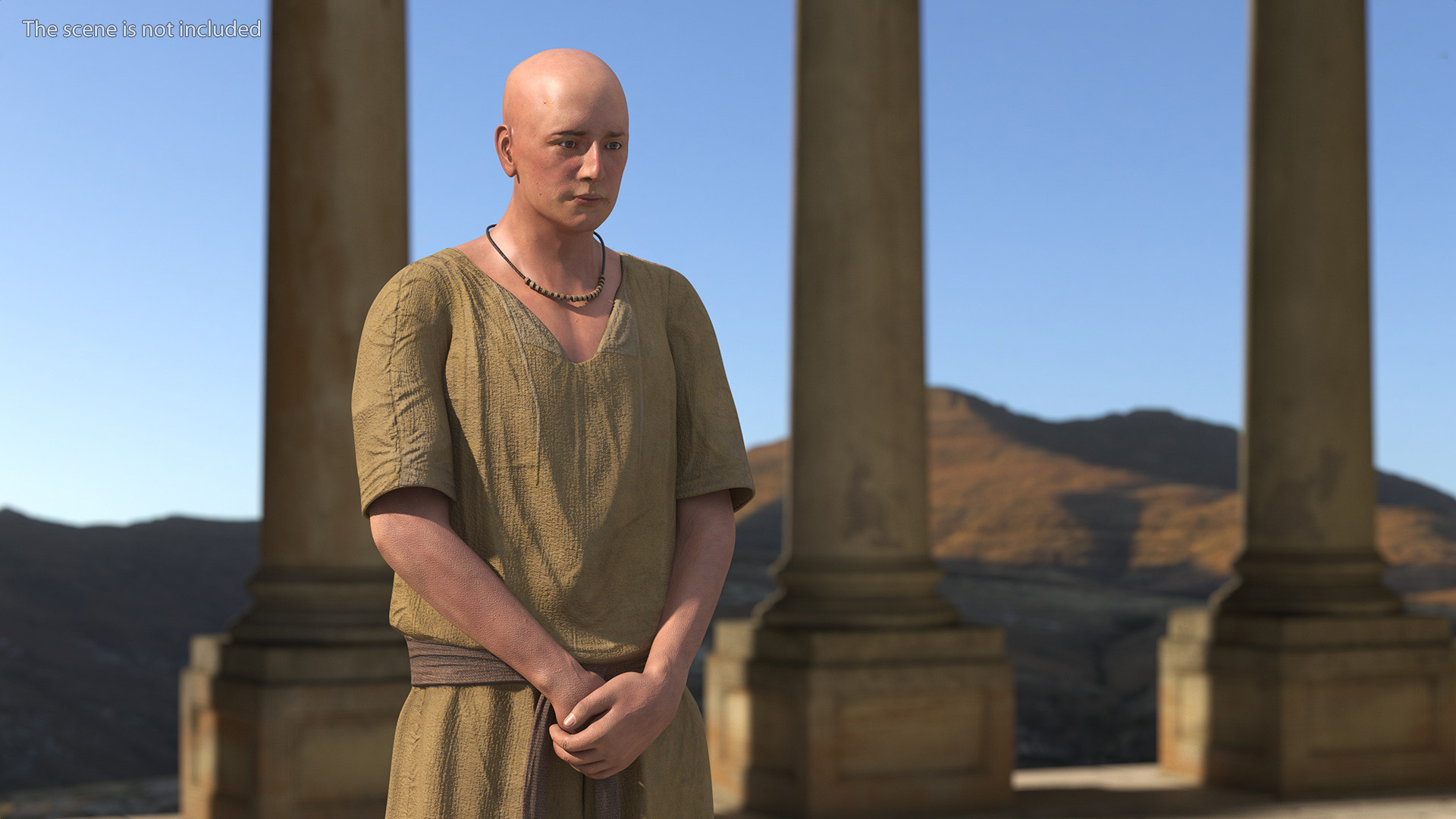 3D Ancient Priest in Stand Pose model