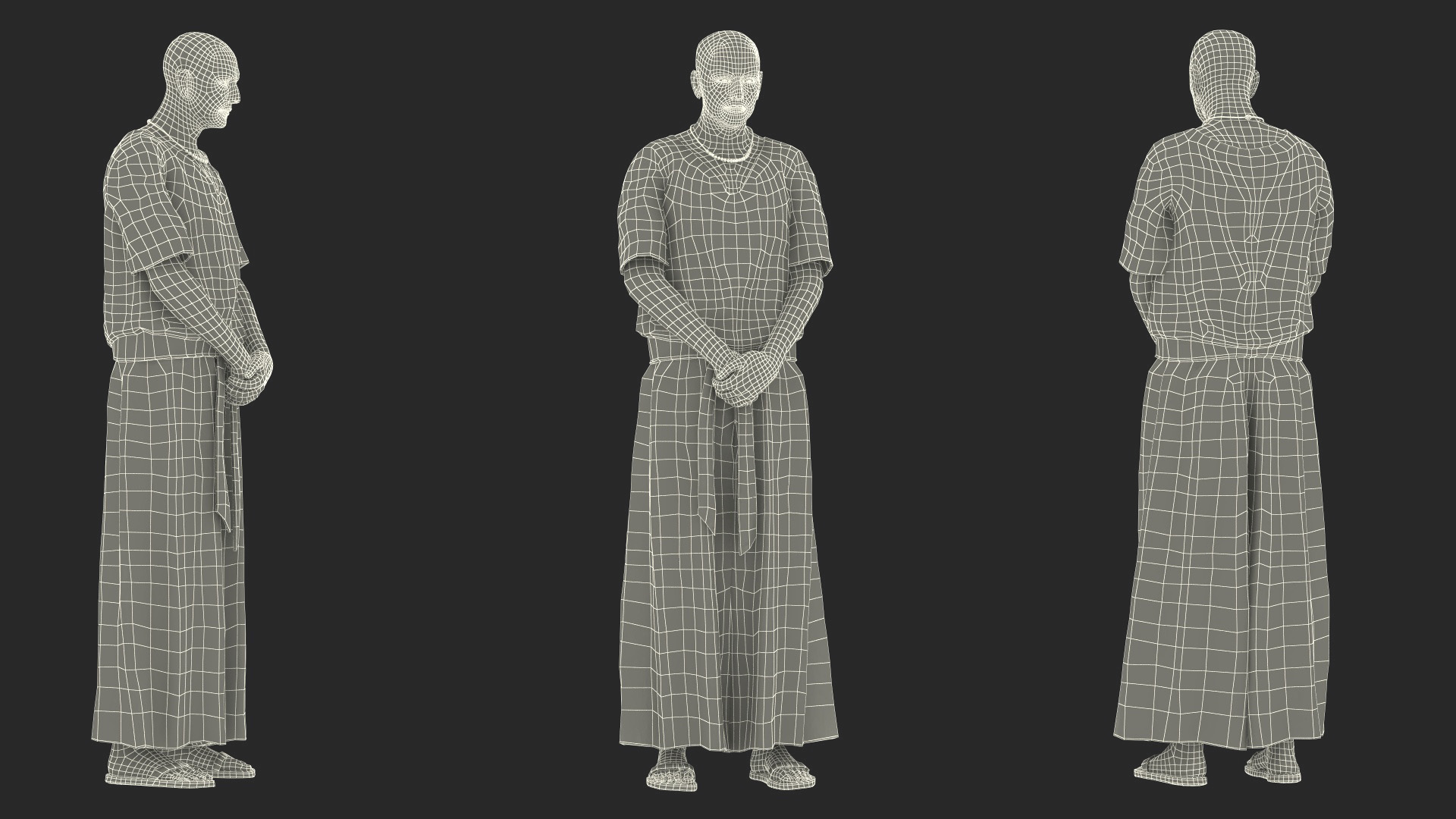 3D Ancient Priest in Stand Pose model