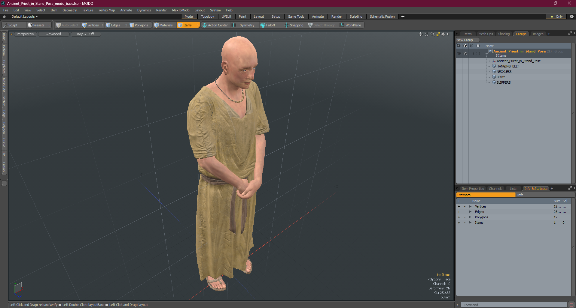 3D Ancient Priest in Stand Pose model