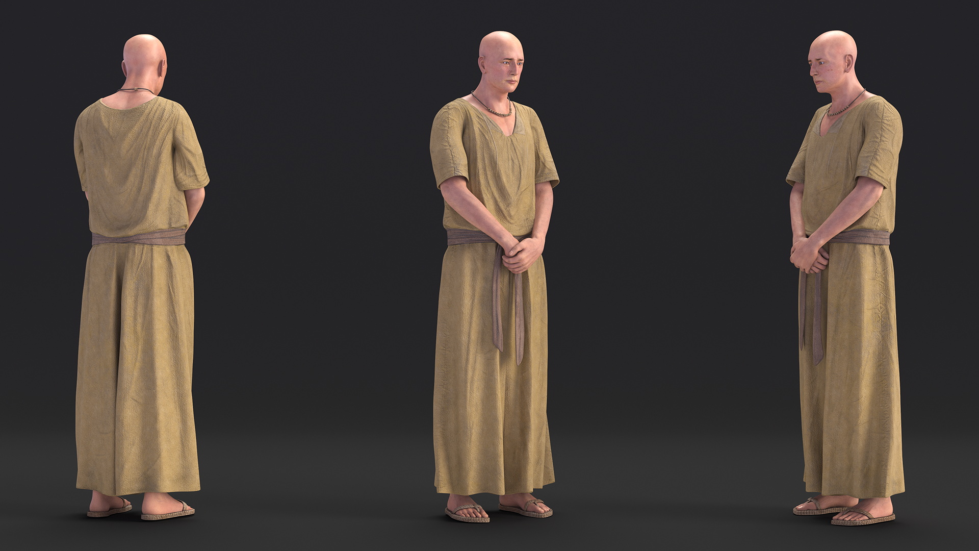 3D Ancient Priest in Stand Pose model