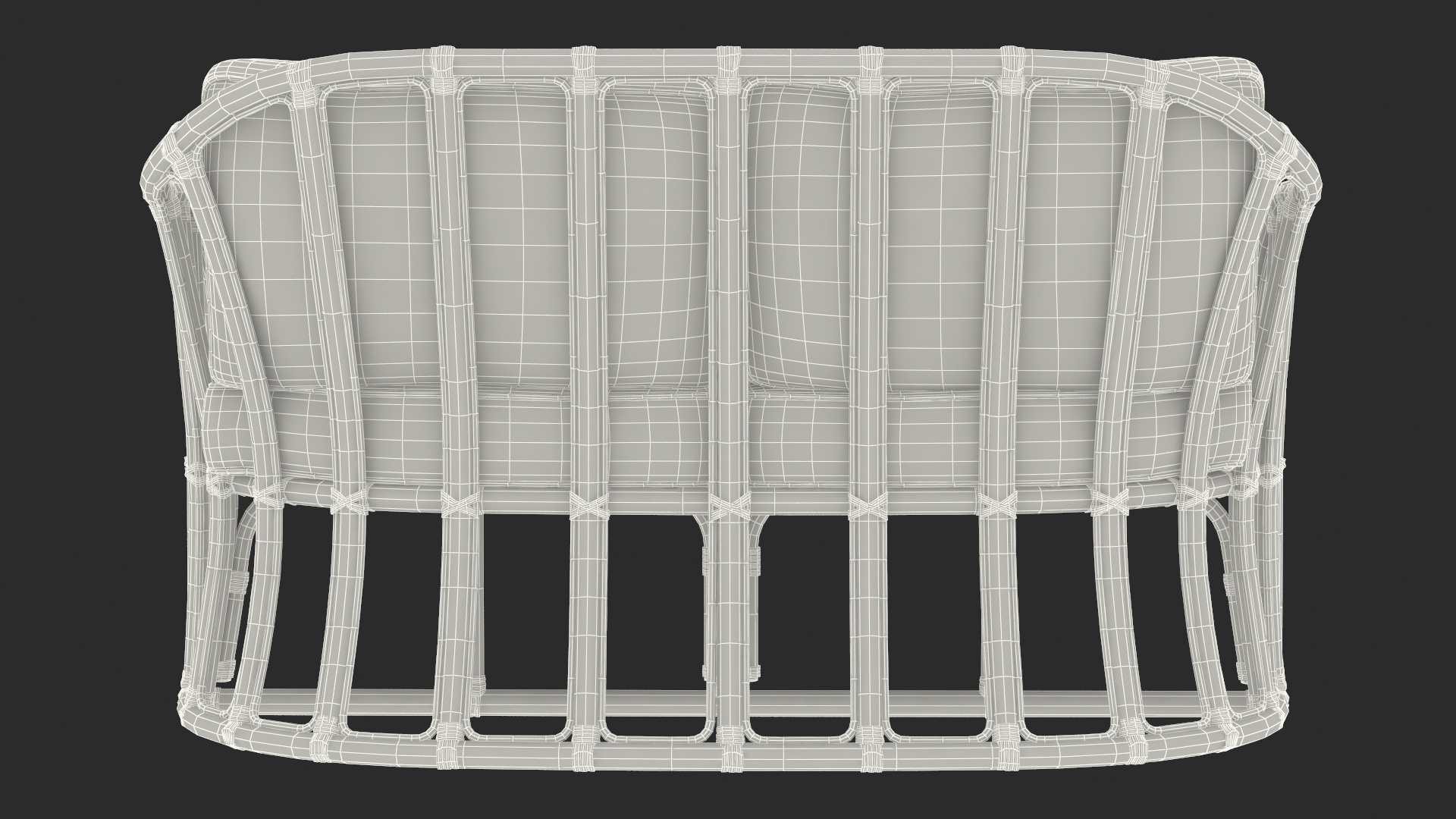 3D Vintage Bamboo Sofa with Cushions model