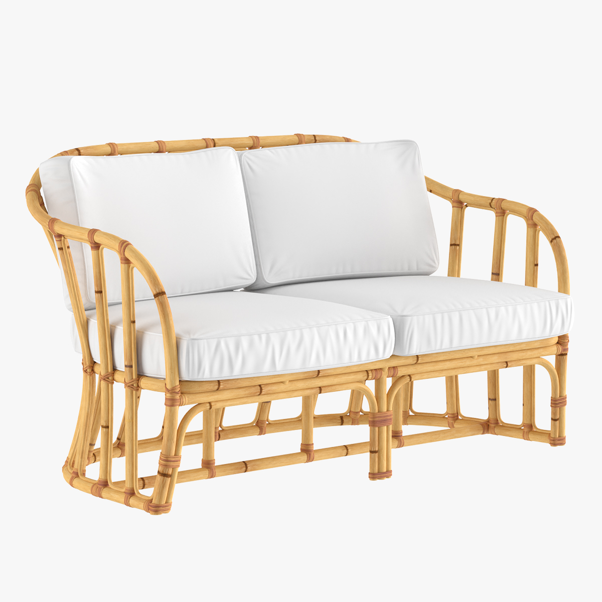 3D Vintage Bamboo Sofa with Cushions model