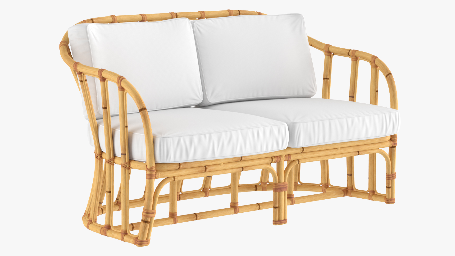 3D Vintage Bamboo Sofa with Cushions model