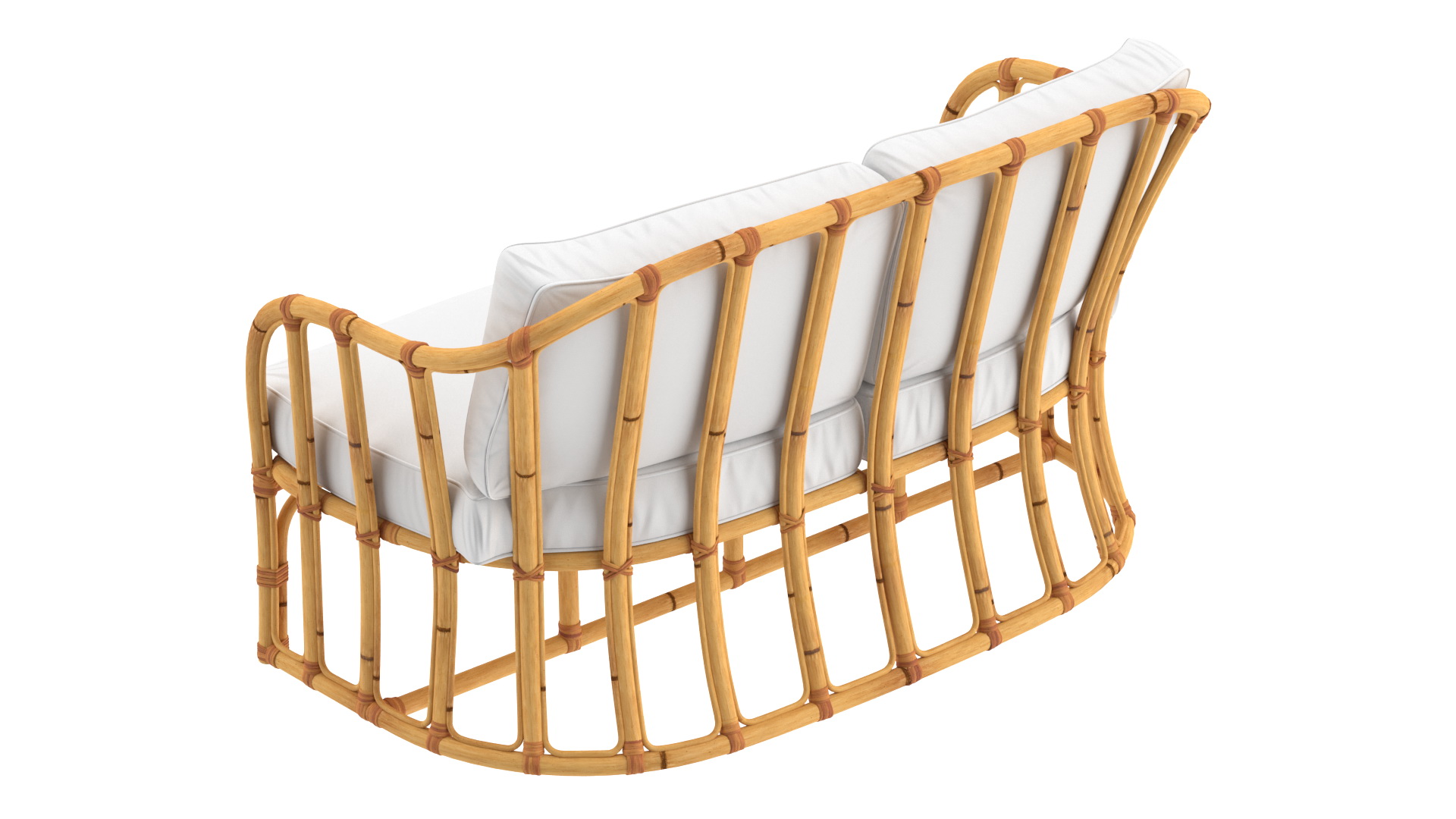 3D Vintage Bamboo Sofa with Cushions model