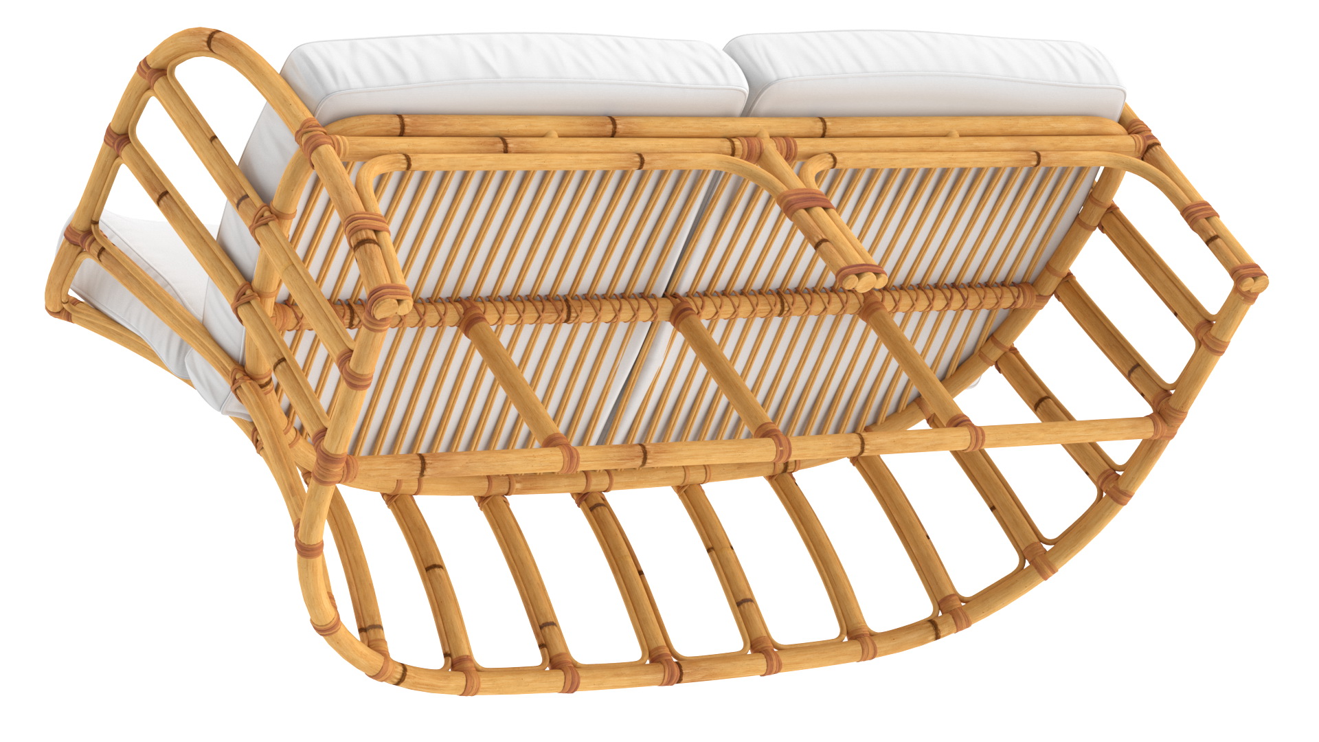 3D Vintage Bamboo Sofa with Cushions model