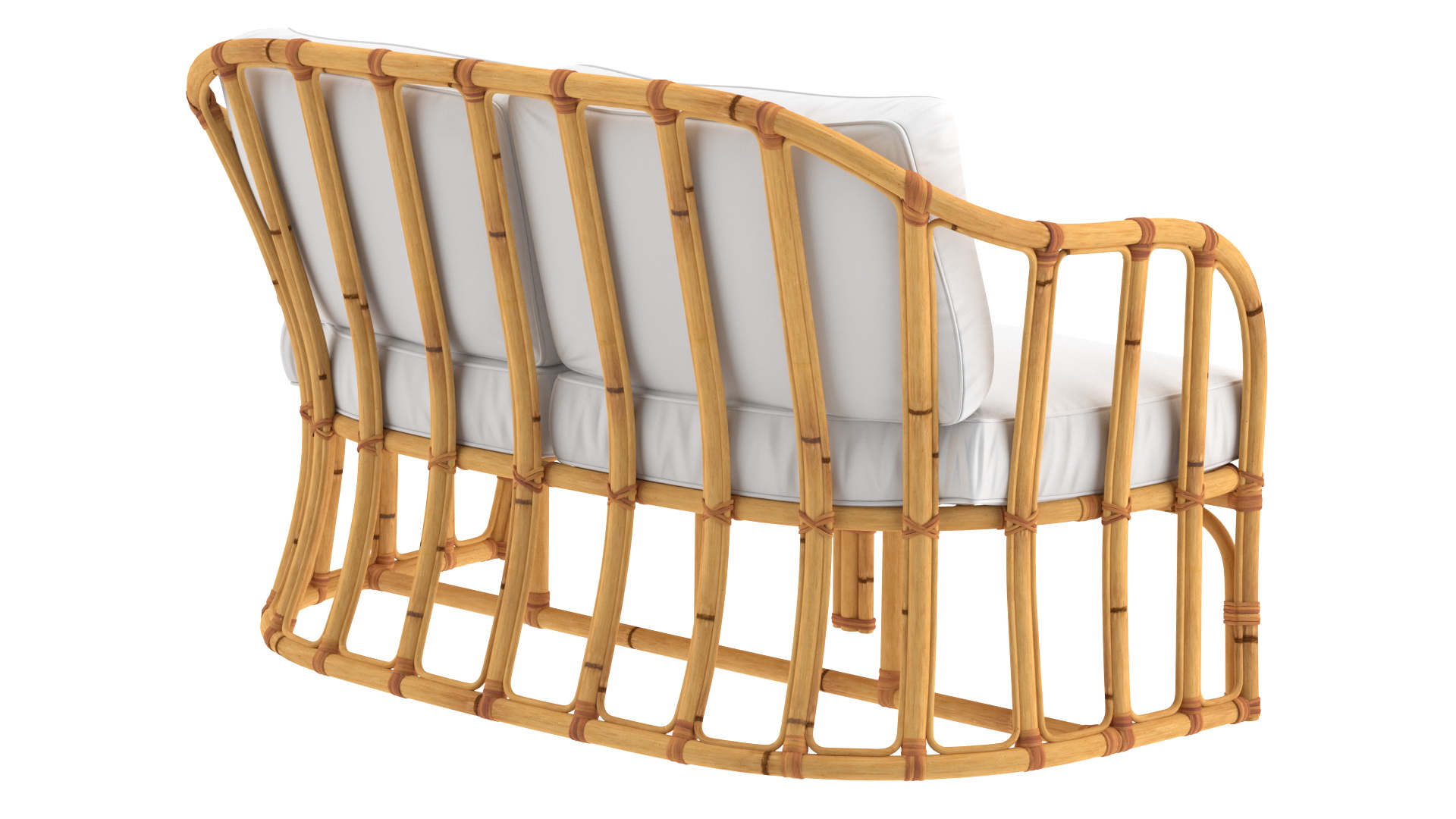3D Vintage Bamboo Sofa with Cushions model