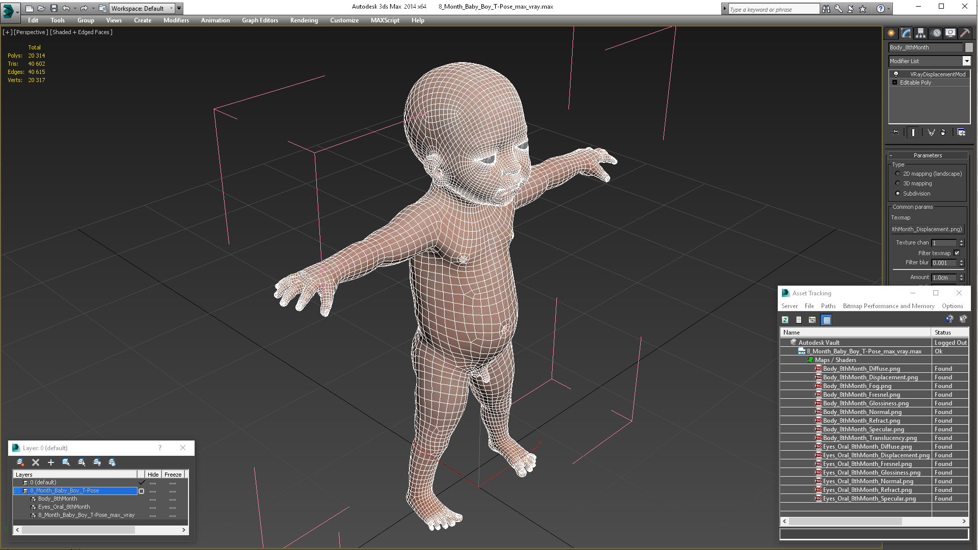 3D 8 Month Baby Boy T-Pose model
