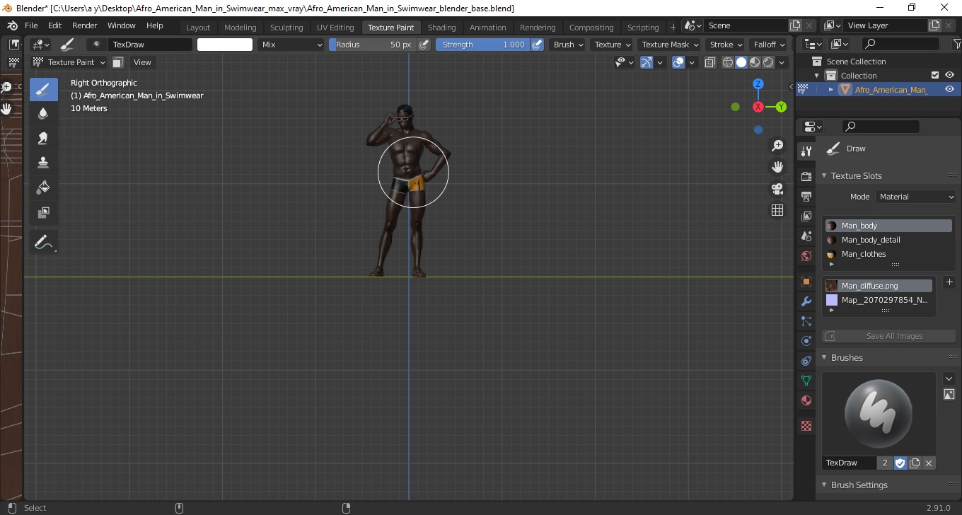 Afro American Man in Swimwear 3D model