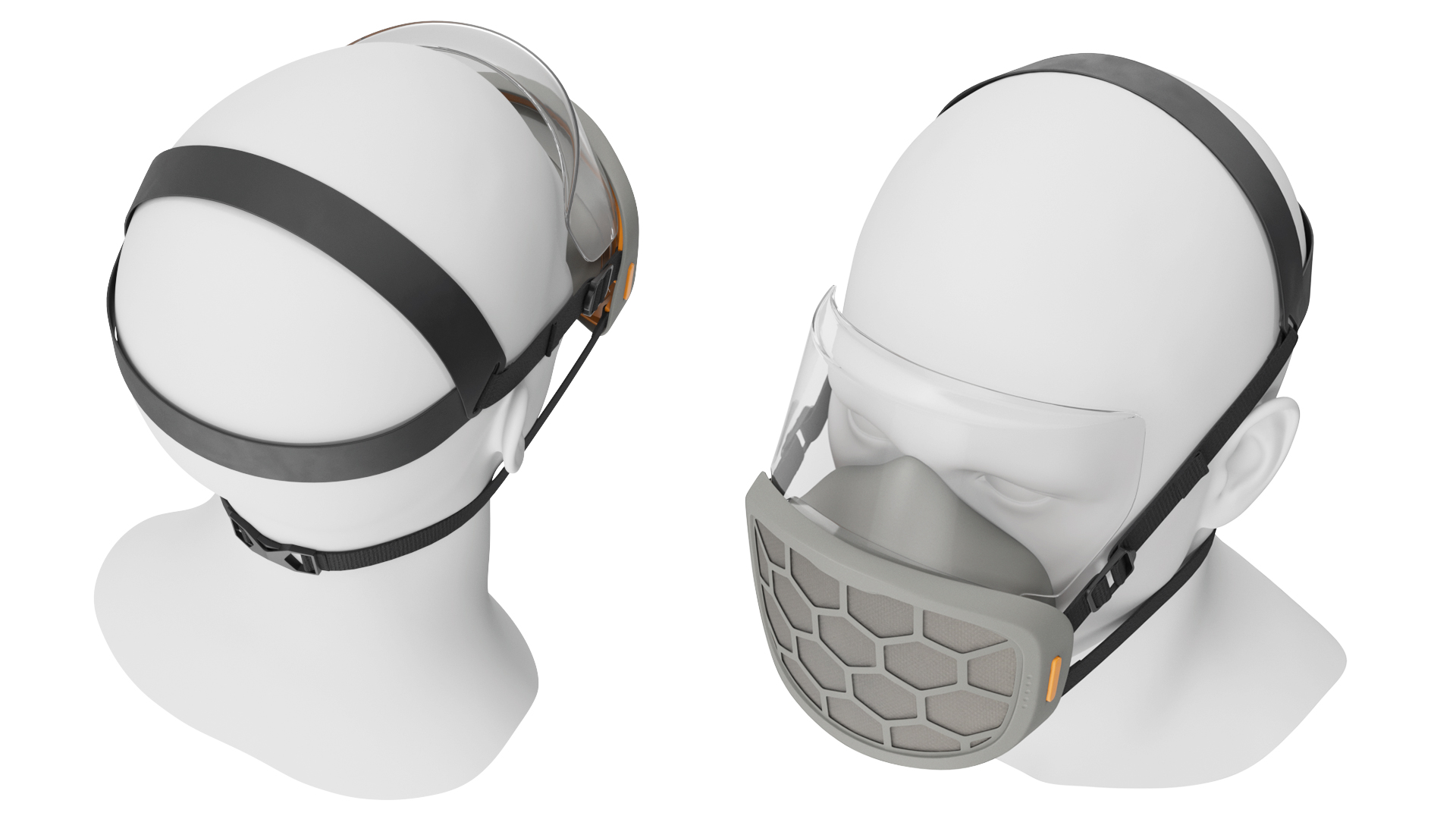 3D Half Mask Respirator with Visor Grey