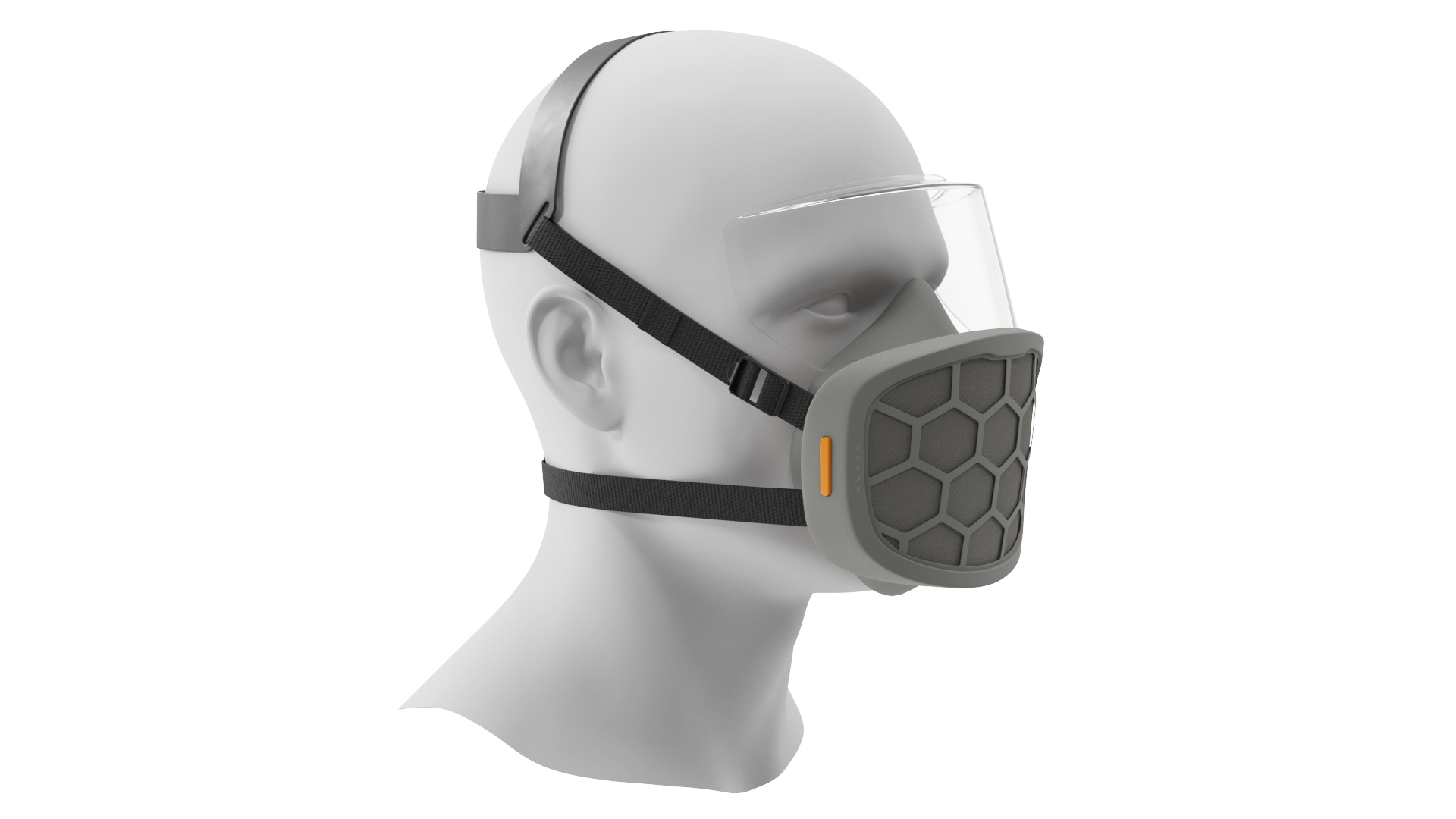 3D Half Mask Respirator with Visor Grey