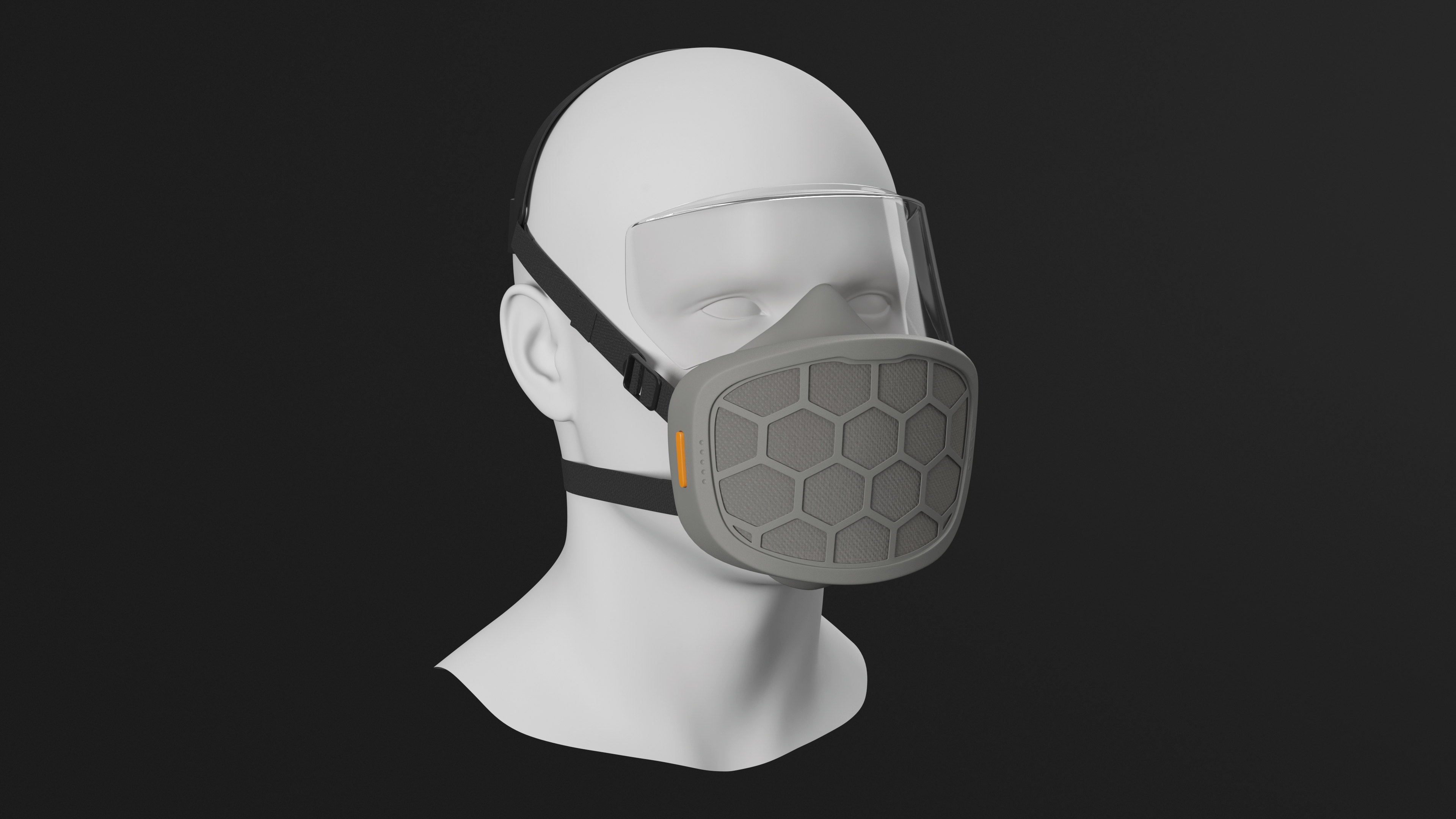 3D Half Mask Respirator with Visor Grey