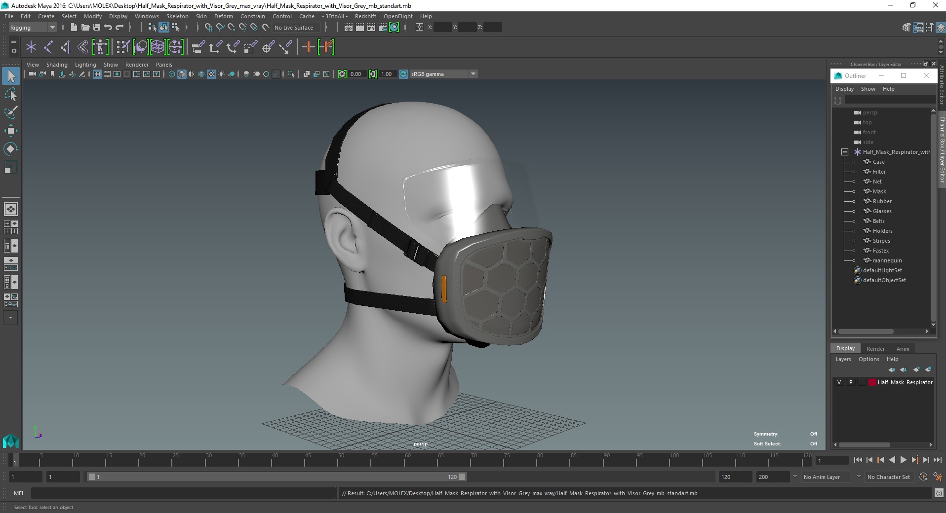 3D Half Mask Respirator with Visor Grey