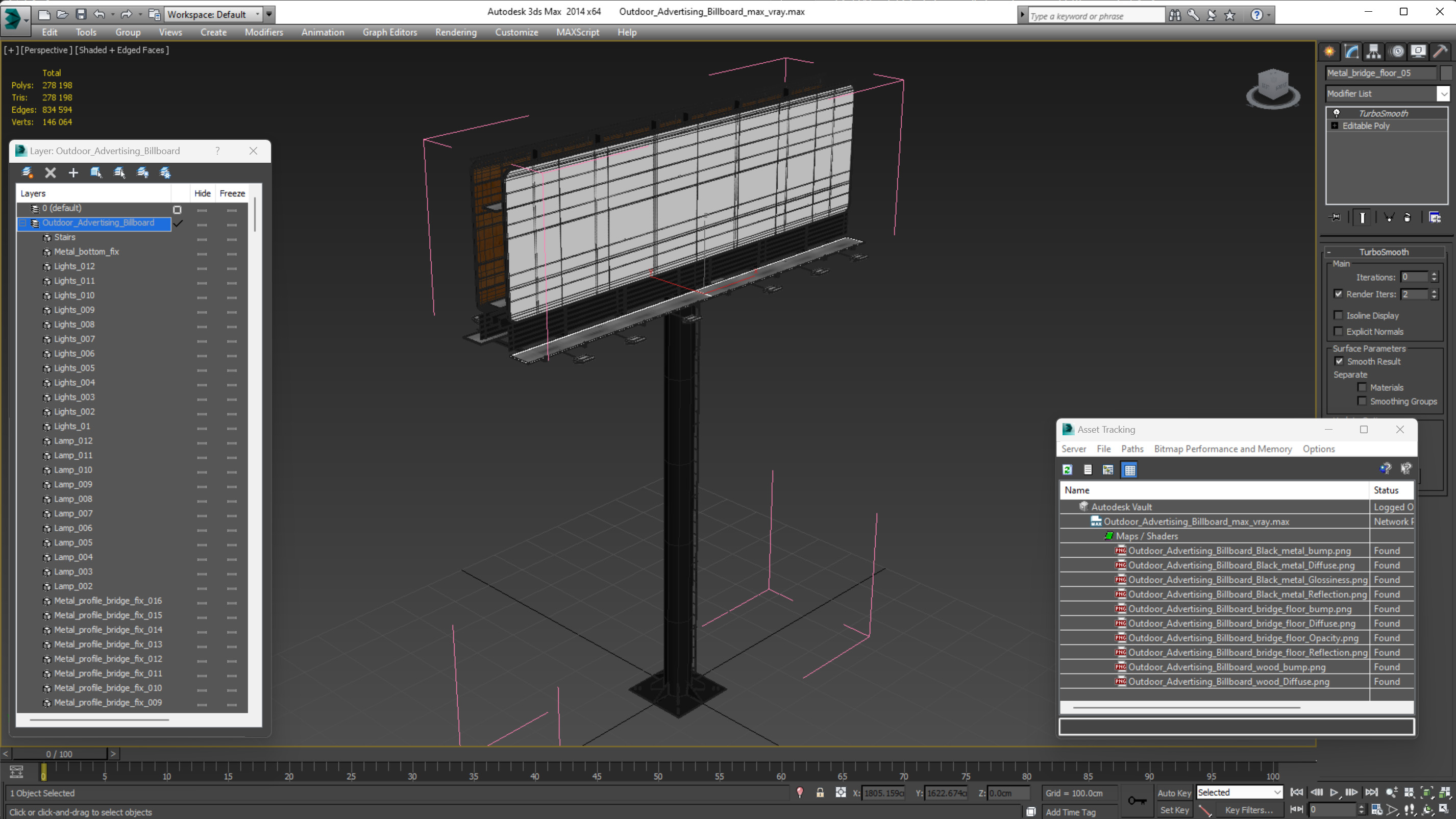 Outdoor Advertising Billboard 3D model