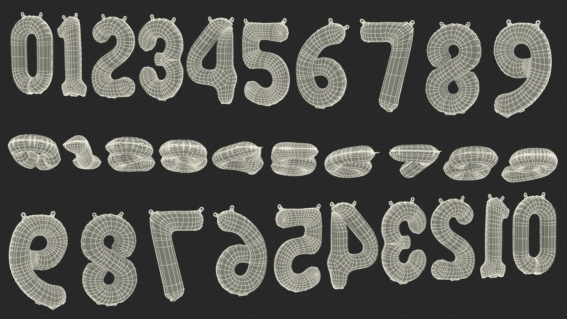 3D Balloon Numbers Set Mirror