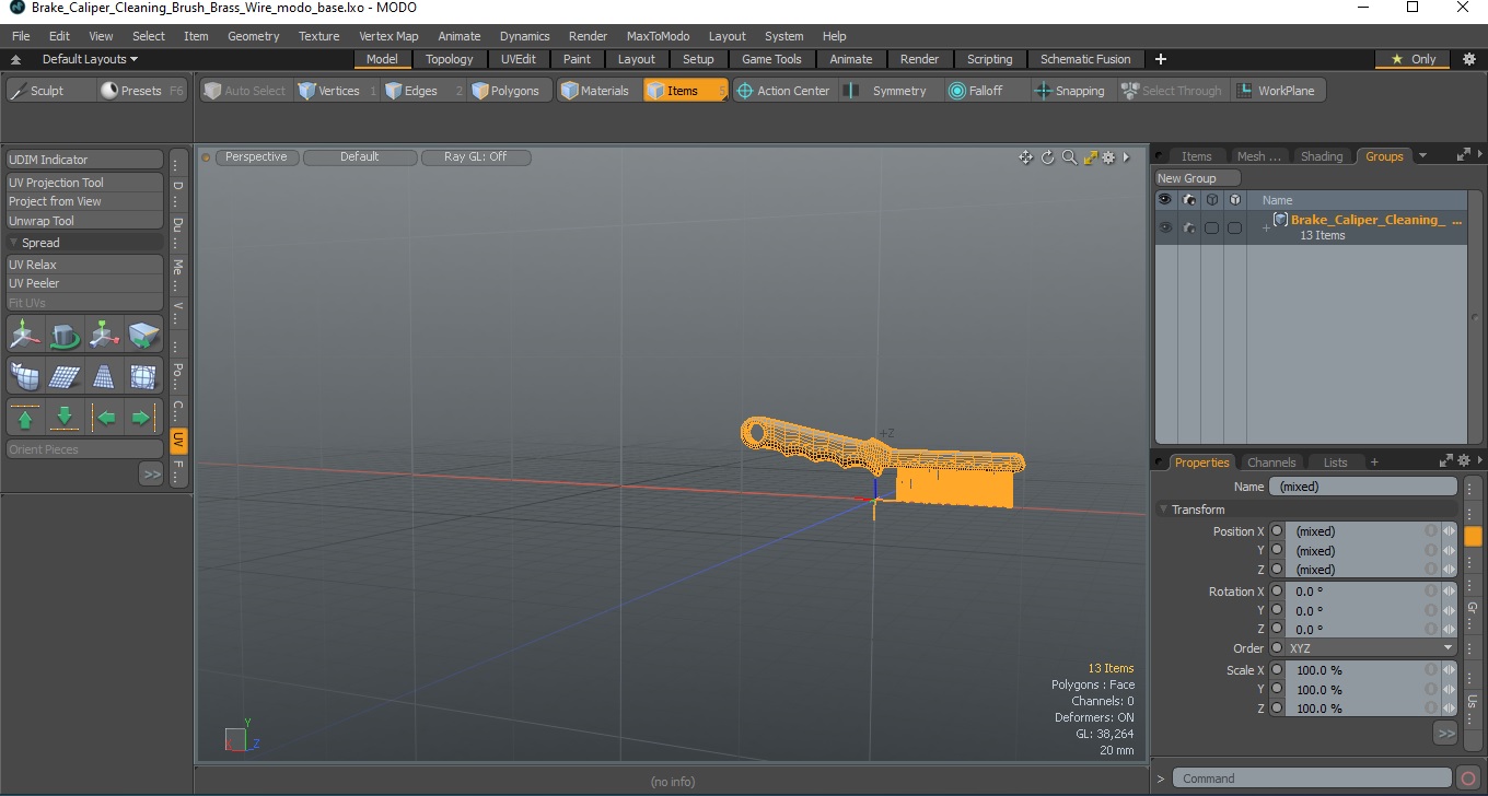 Brake Caliper Cleaning Brush Brass Wire 3D model