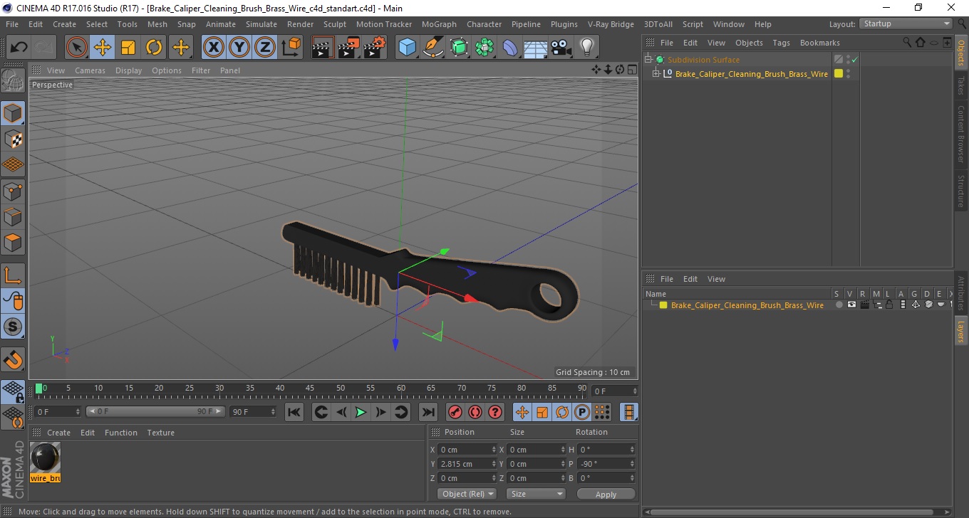 Brake Caliper Cleaning Brush Brass Wire 3D model
