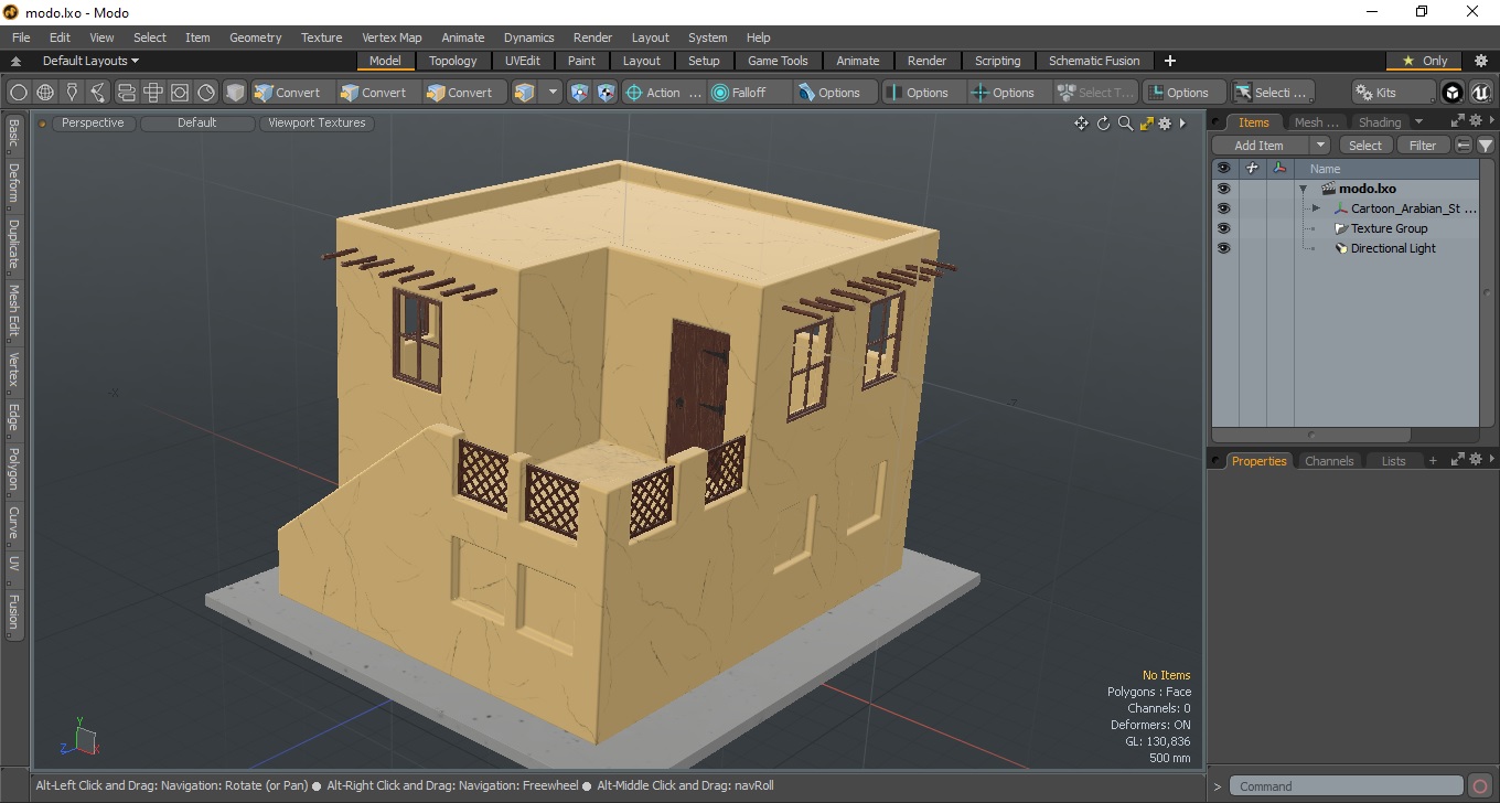 Cartoon Arabian Style House with Staircase 3D