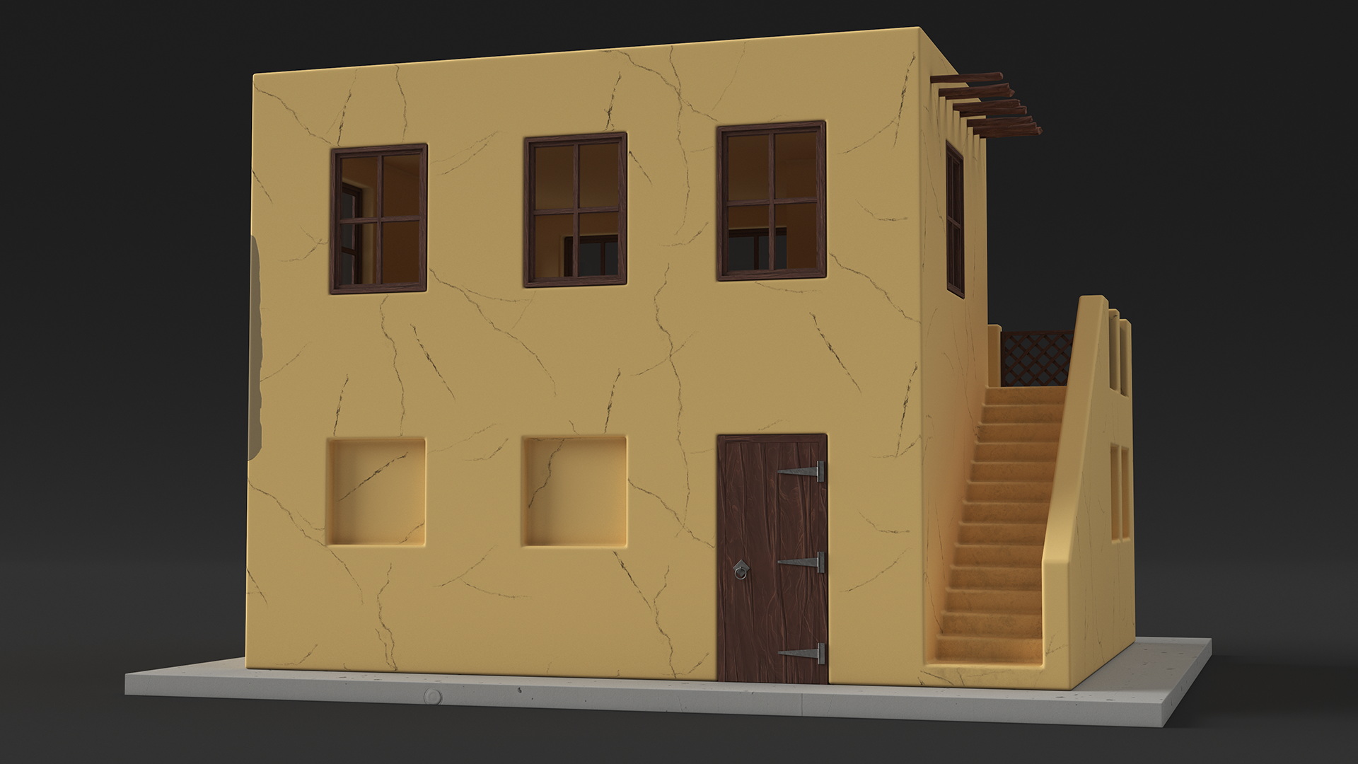 Cartoon Arabian Style House with Staircase 3D